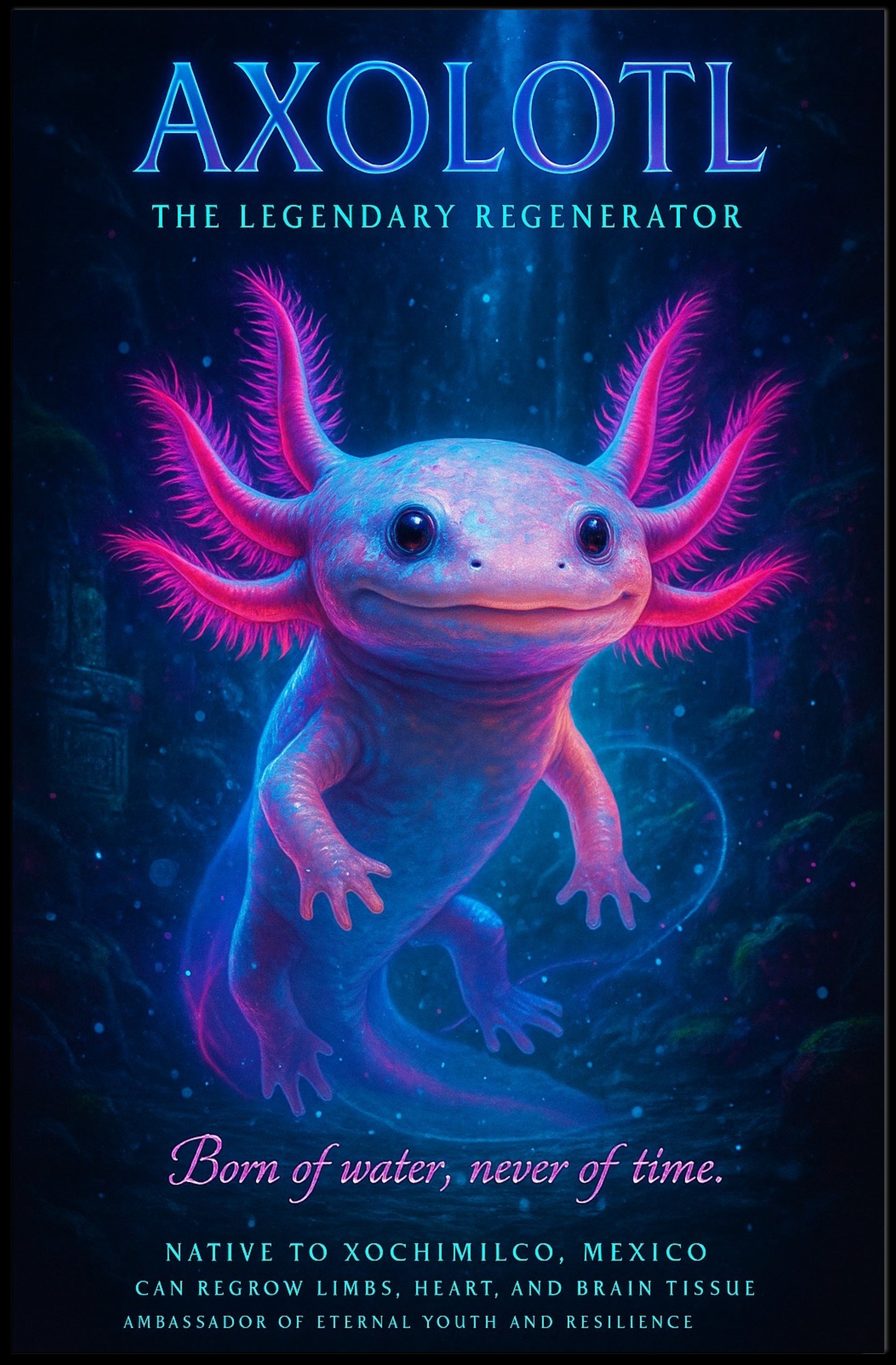 Axolotl in Xochimilco Artistic Animal Poster PosterGoat