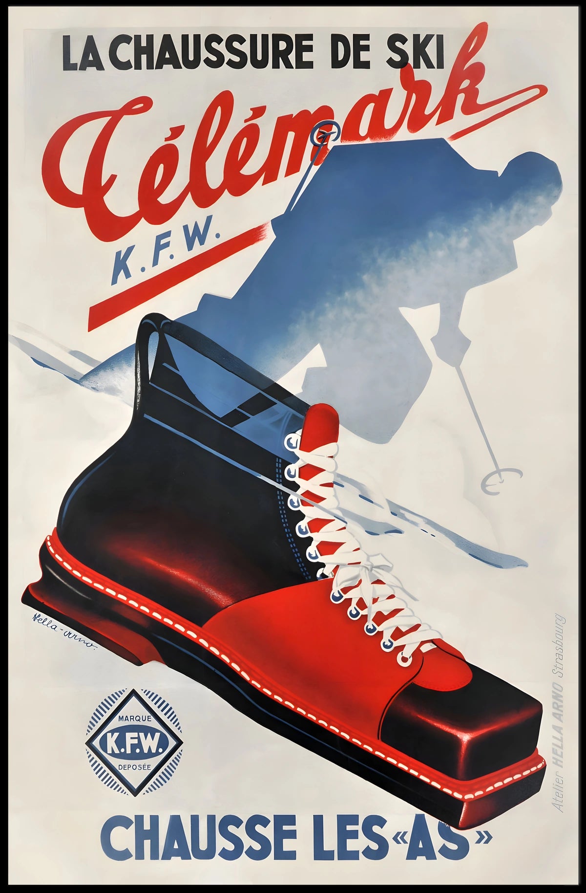 Cรฉlรฉmark Ski Boots Advertisement Poster