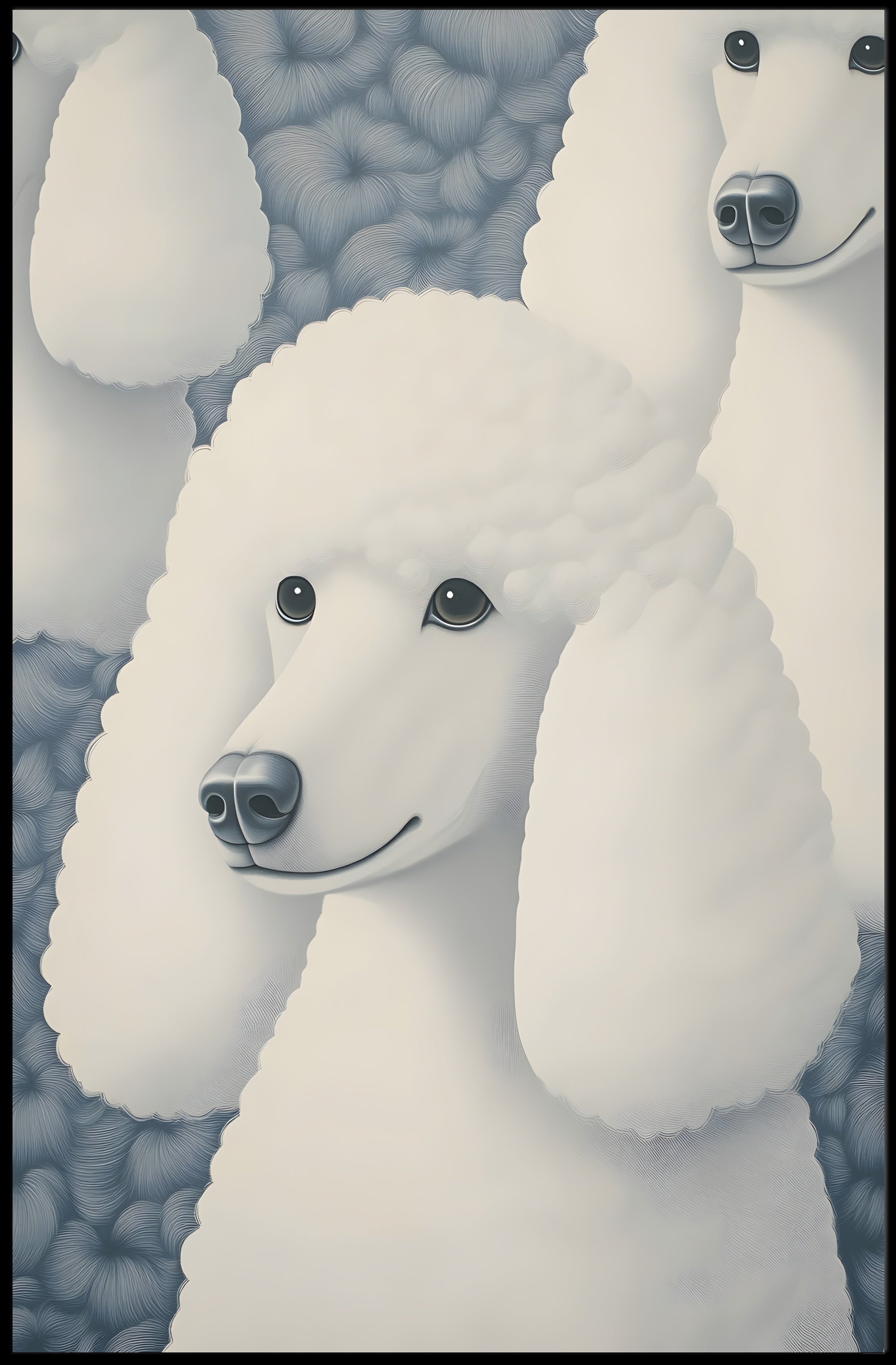 Poodle Poster Whimsical Portrait Art Print