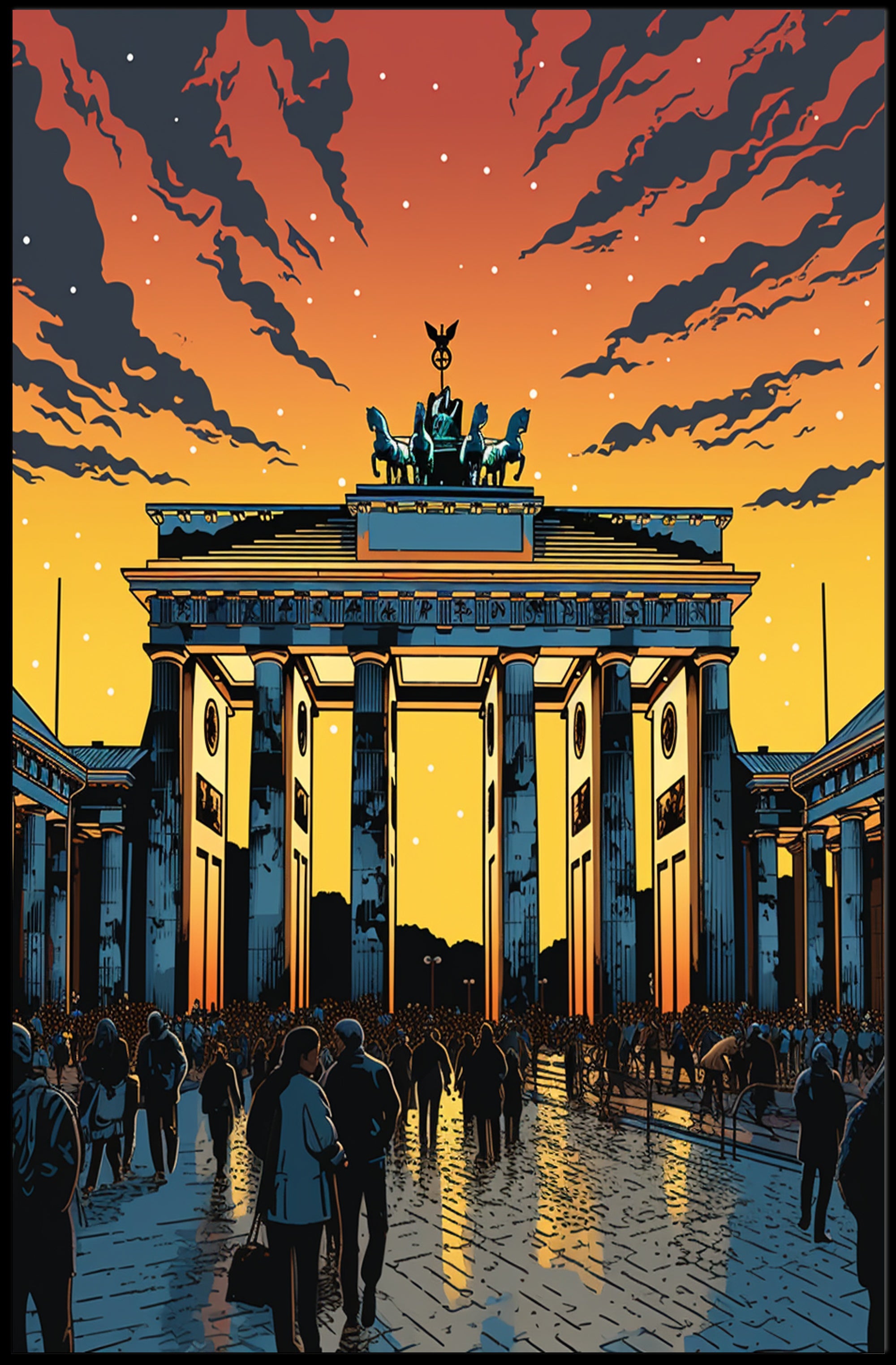 Sunset At The Brandenburg Gate Poster