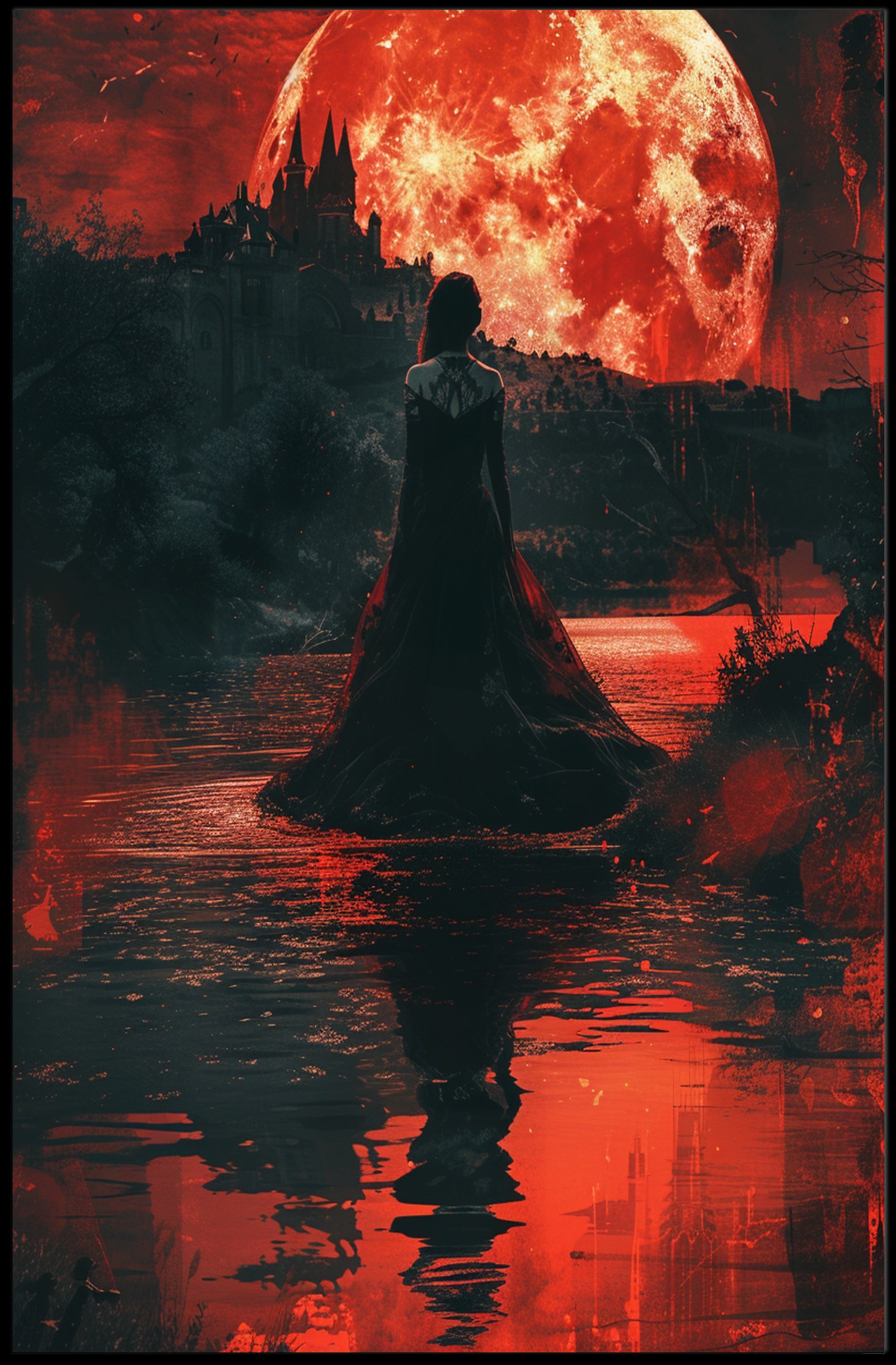 Gothic Moonlit Fantasy Art Print - Fantasy or Mythology Poster PosterGoat