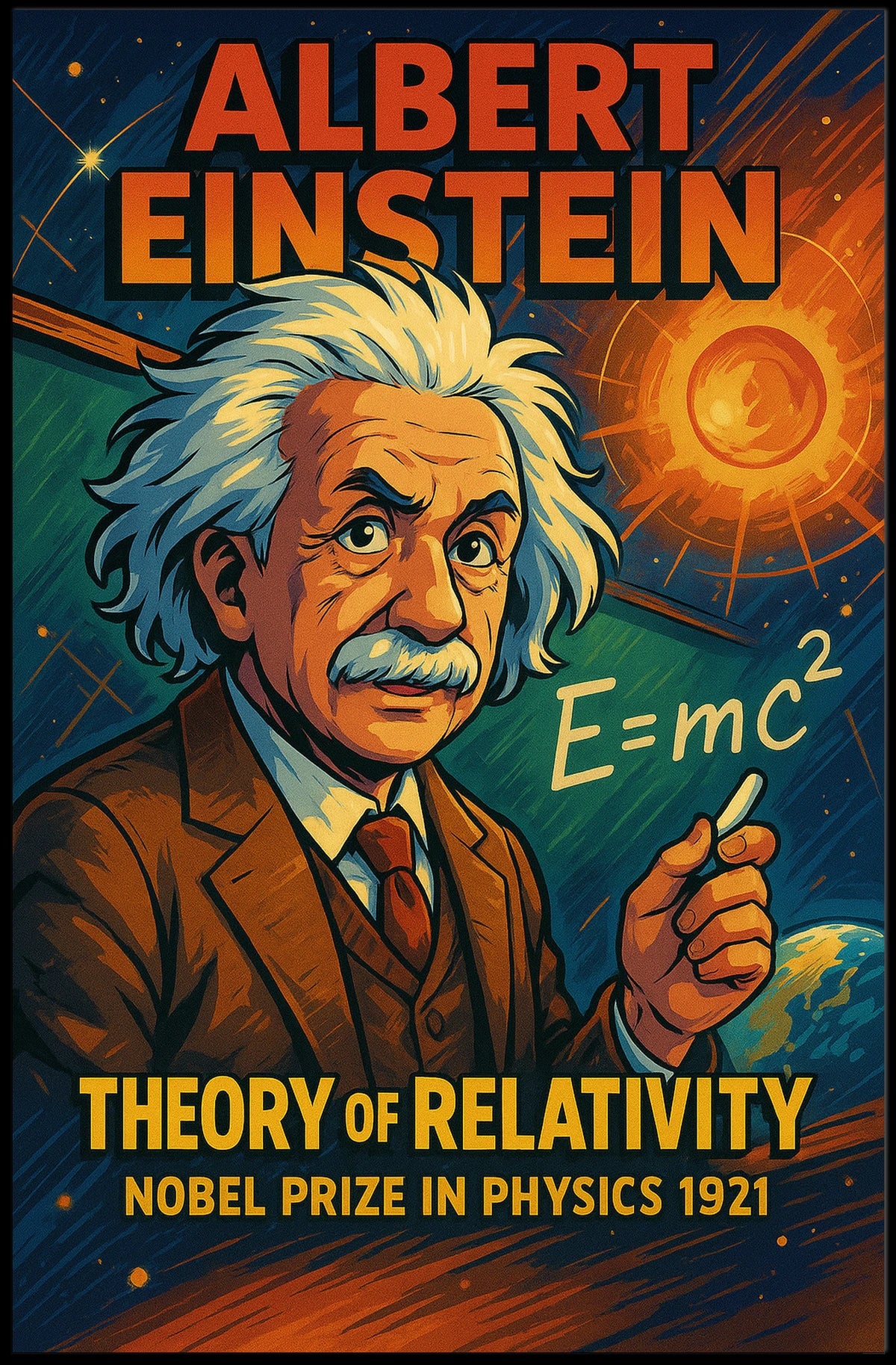 Einstein Relativity Vintage Science Office Poster
