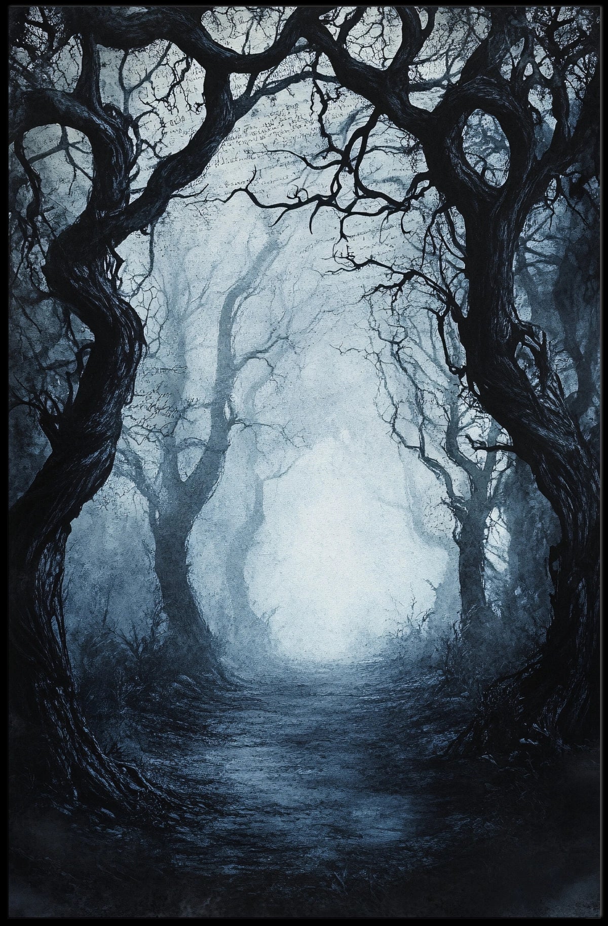 Mysterious and Eerie Forest Scene Artistic Poster