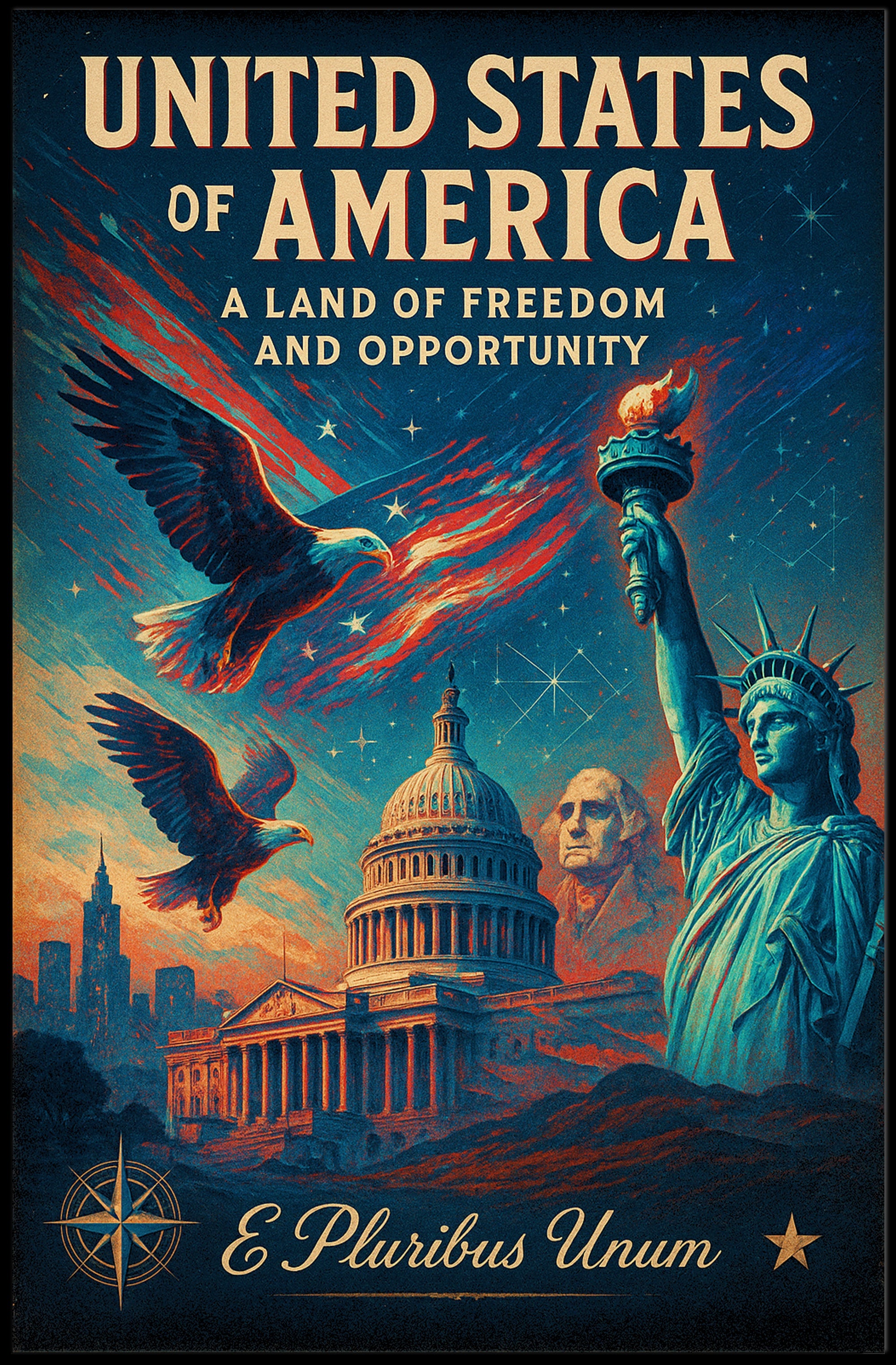 United States of America Land of Freedom and Opportunity Poster PosterGoat