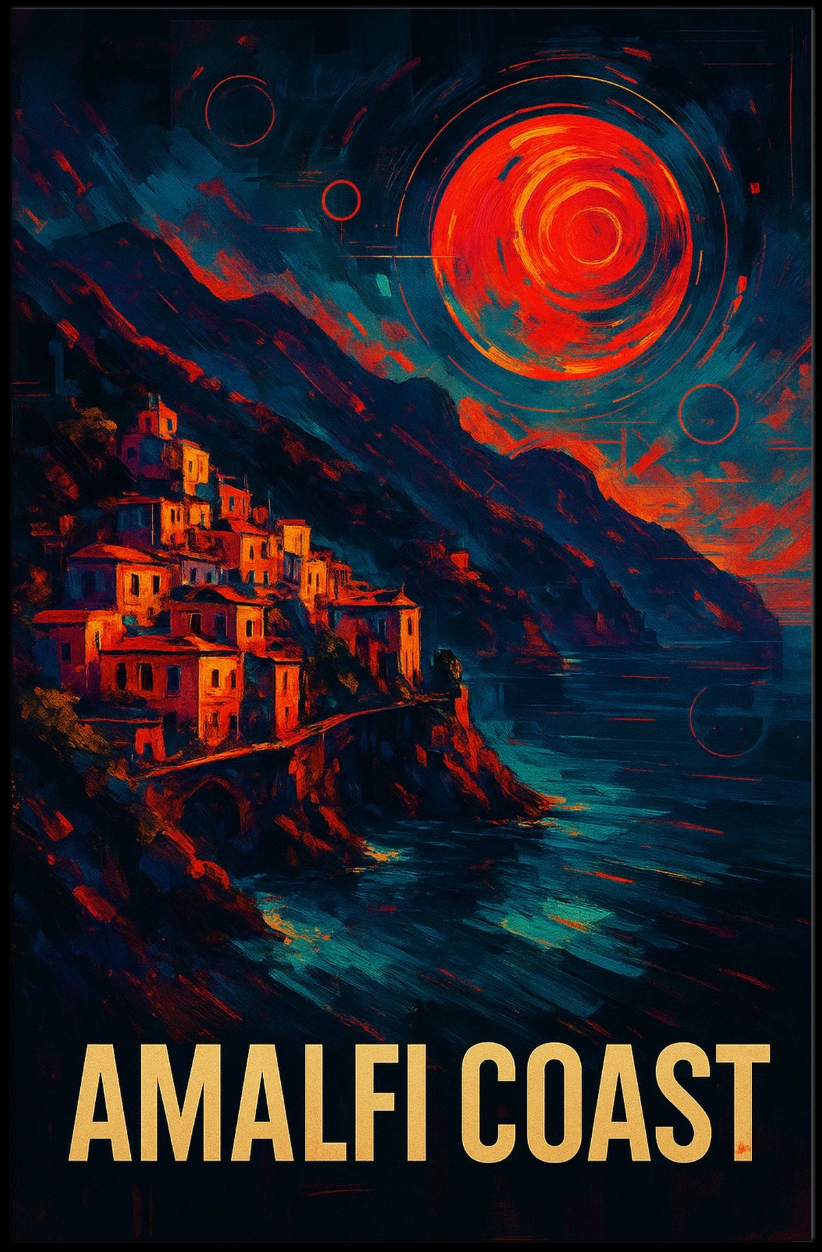 Amalfi Coast A Vibrant Landscape Poster Wall Art Decor