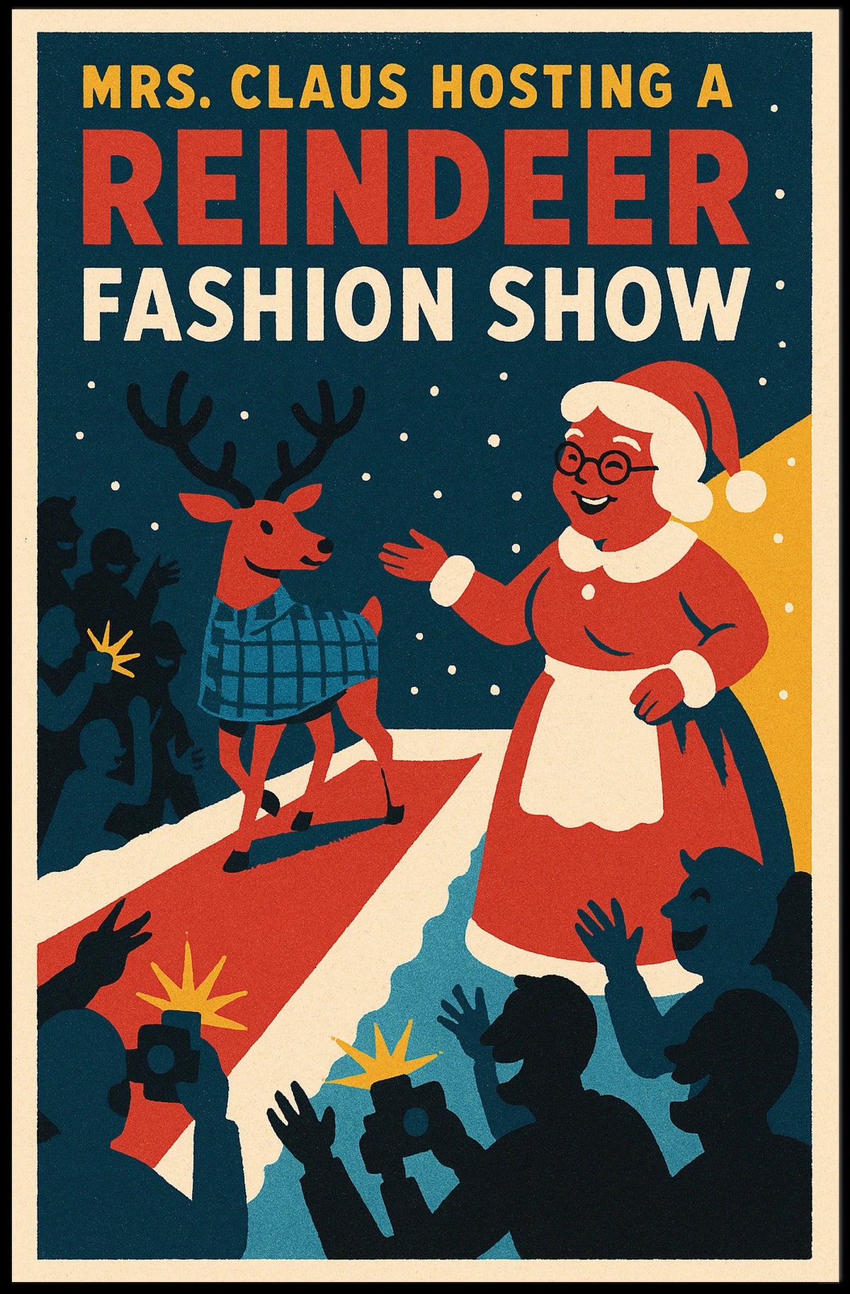 Reindeer Fashion Show: Retro Christmas Holiday Pop Culture Poster