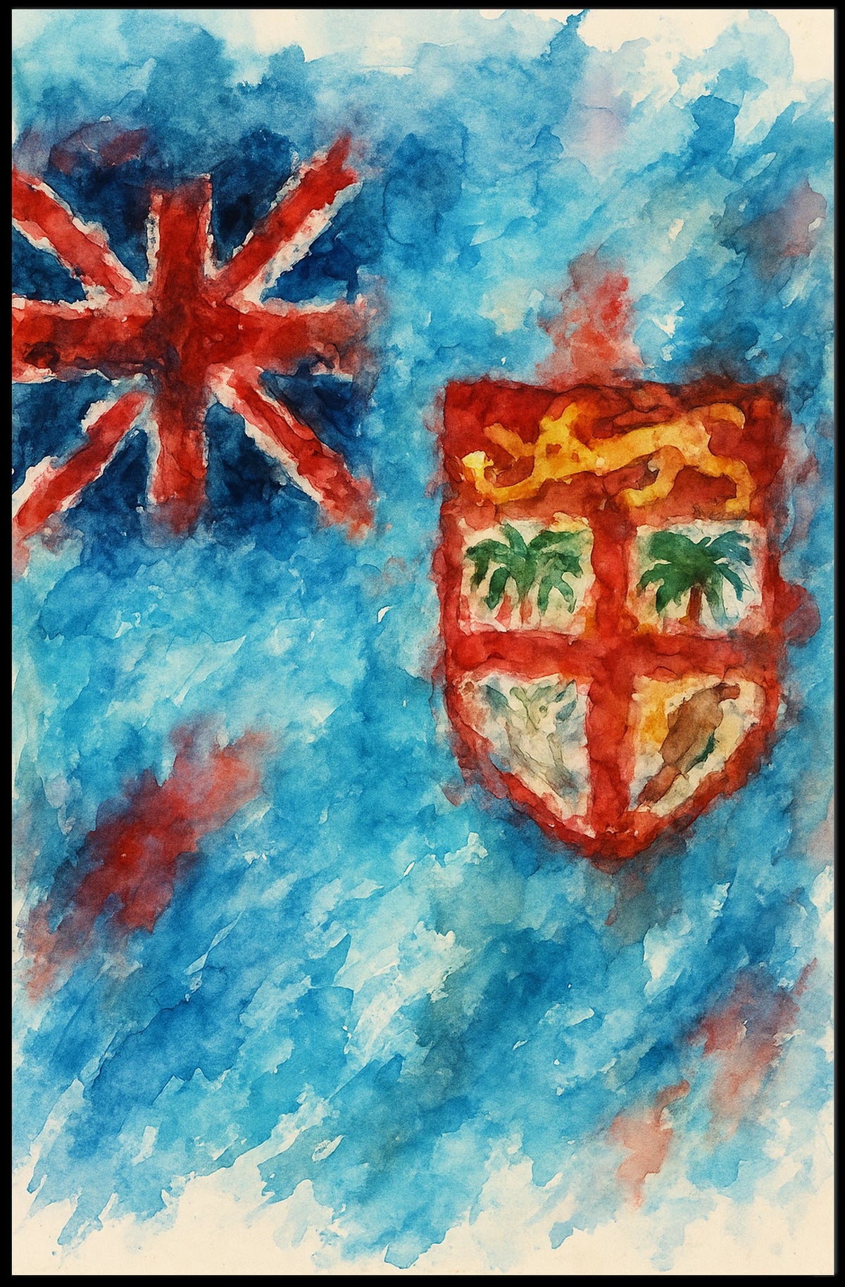 Watercolor Flag Art Poster