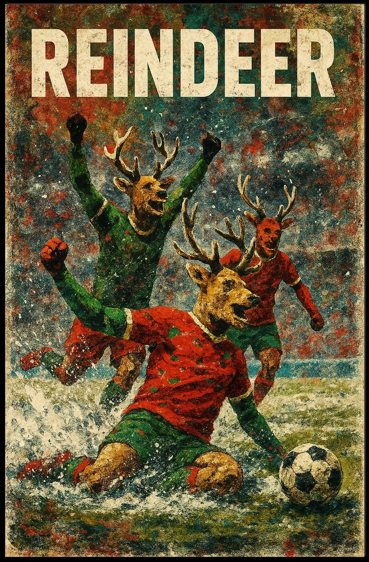 Reindeer Soccer Celebration Poster