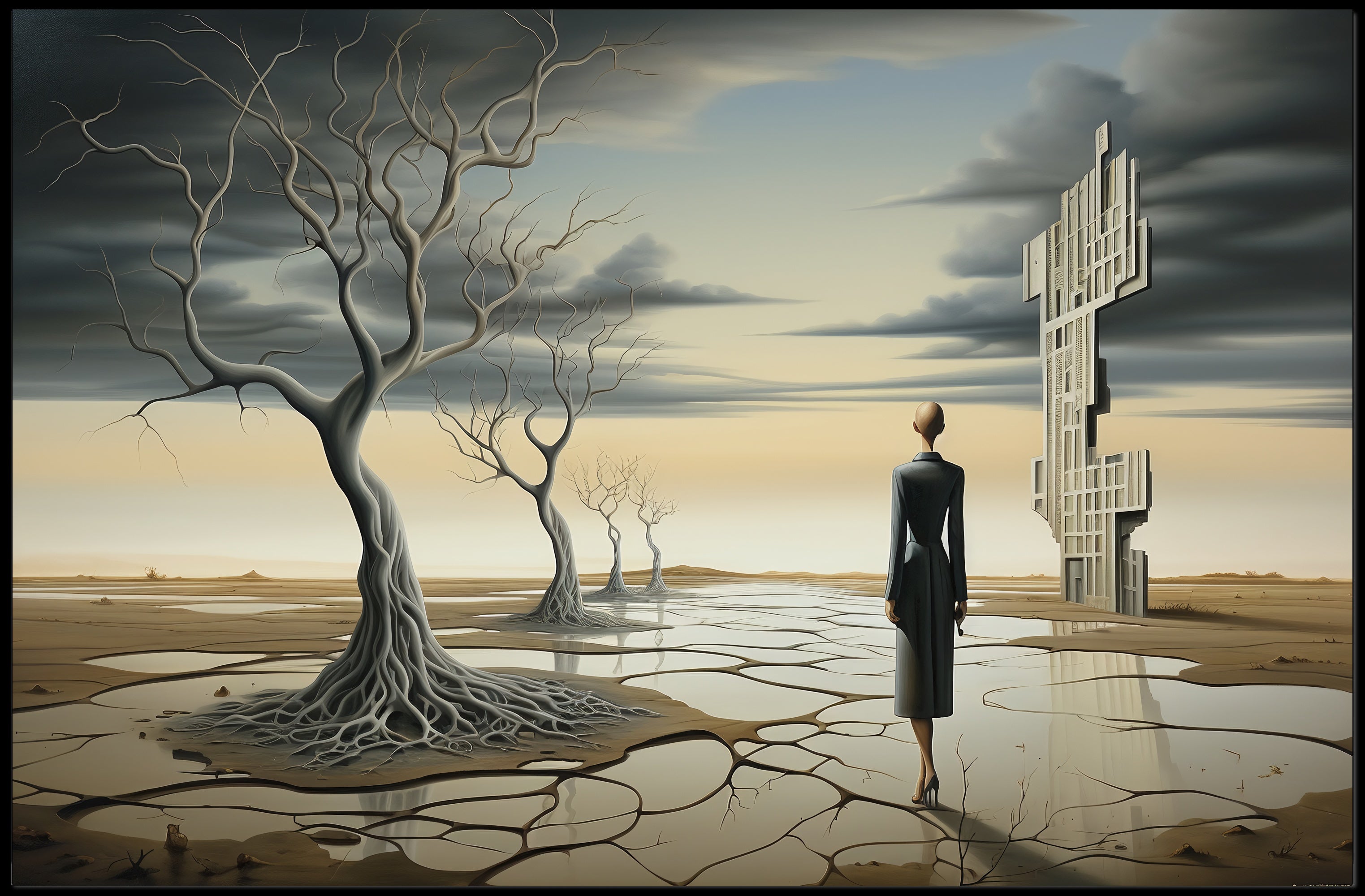 Surreal Solitude in Desert Dystopia Abstract or Artistic Poster