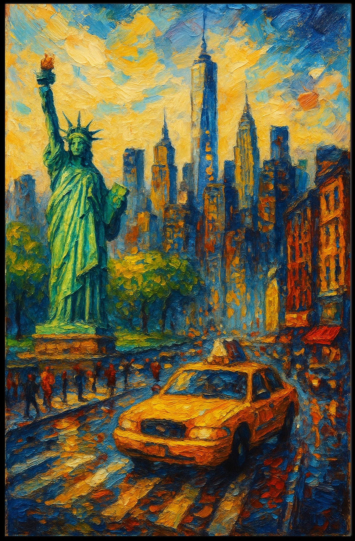 Statue Of Liberty New York Cityscape Poster Classic Wall Art
