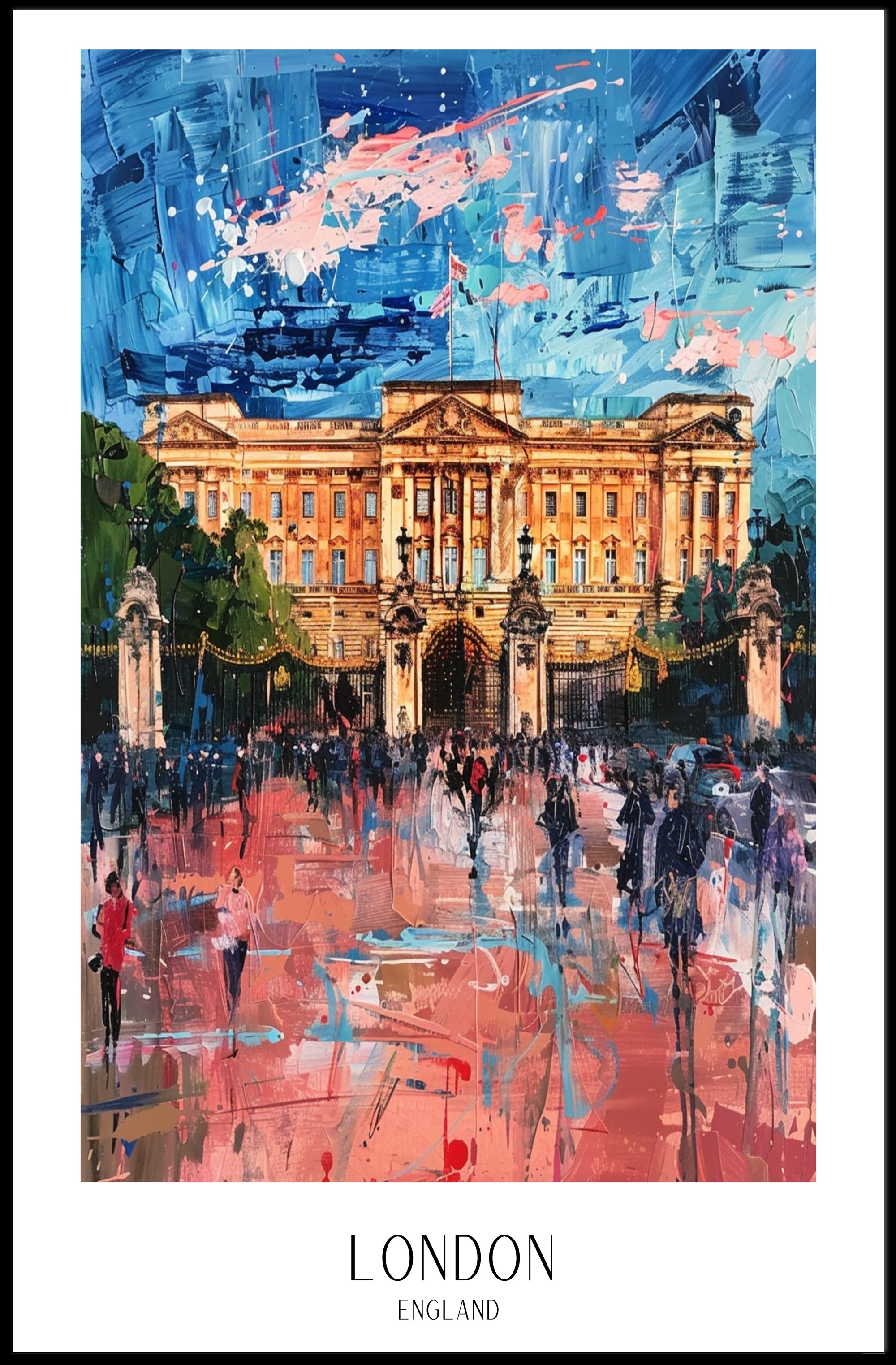 Buckingham Palace Impressionist Art in Vibrant Colors Poster PosterGoat