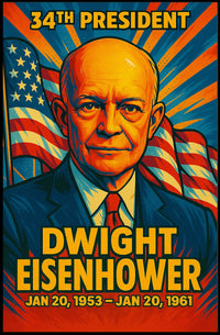 Dwight D. Eisenhower 34th President of the United States Colorful Comic Book Style Poster