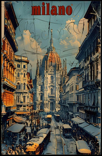 Milan Cathedral Urban Scene Poster