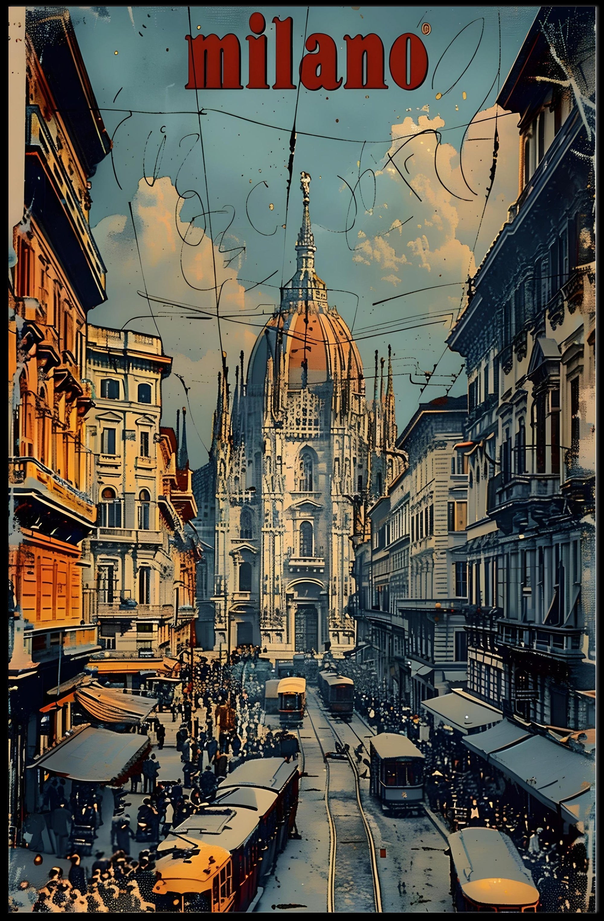 Milan Cathedral Urban Scene Poster