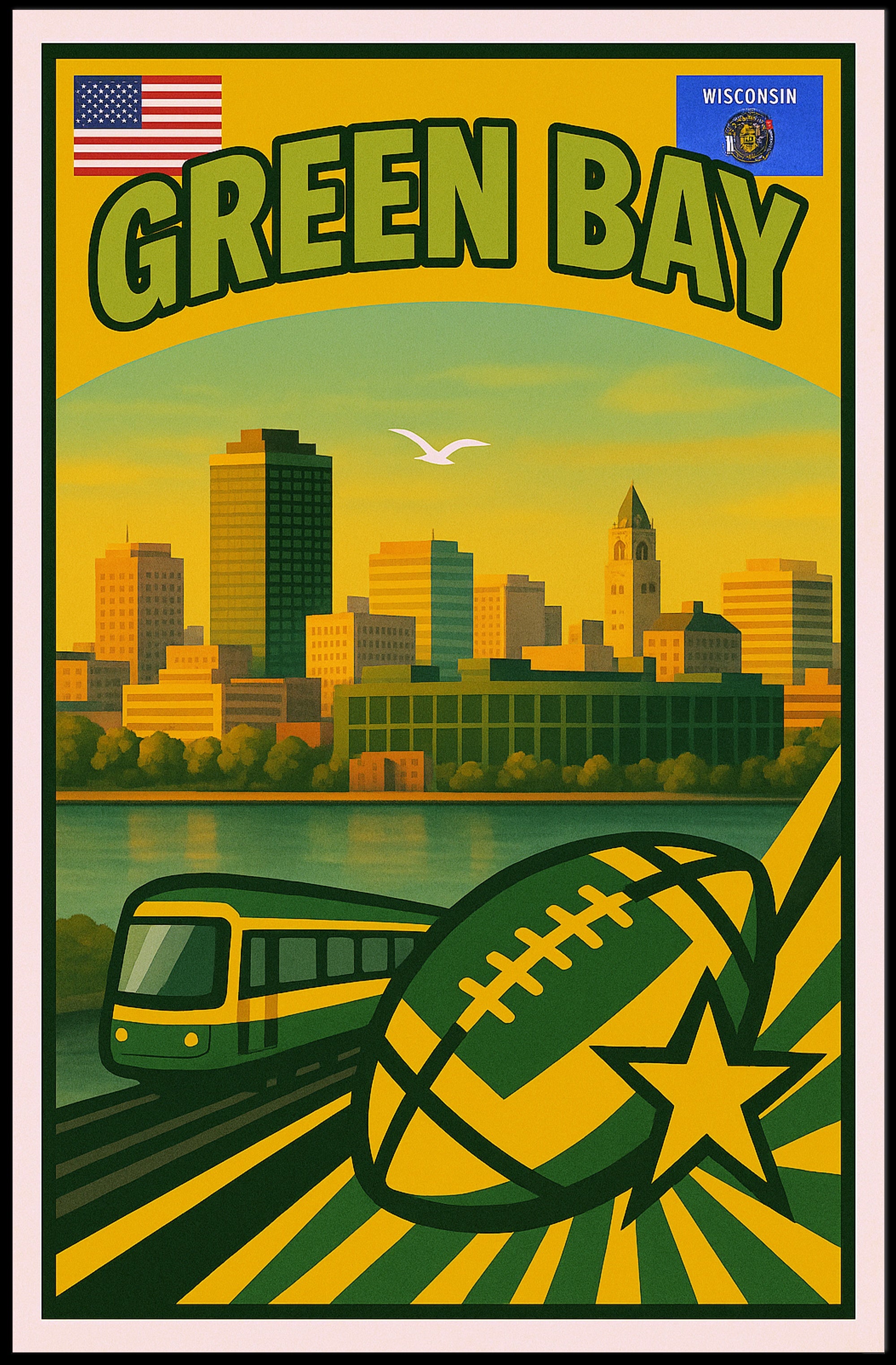 Green Bay Travel Poster PosterGoat