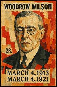 Woodrow Wilson 28th President of the United States Layered paper Collage Poster