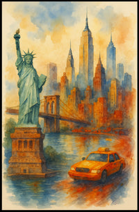 New York City Dreams Watercolor Poster