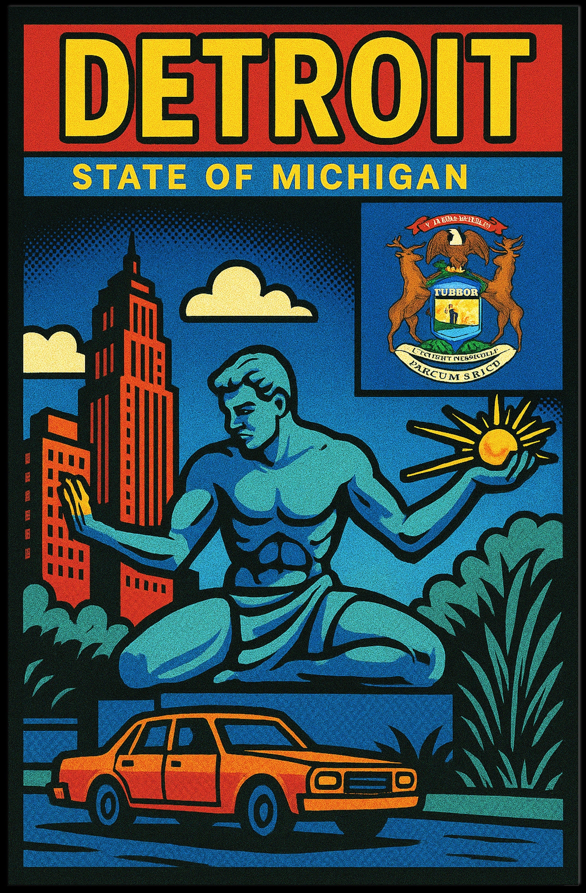 Detroit State of Michigan Poster PosterGoat
