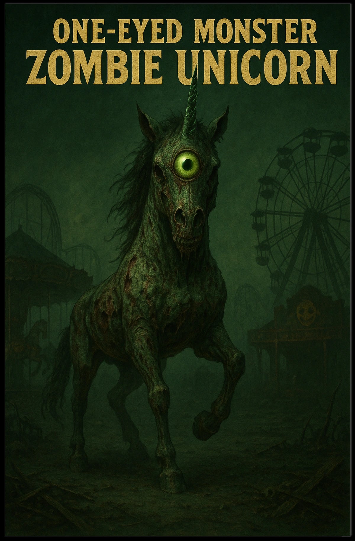 One-Eyed Monster Zombie Unicorn Poster