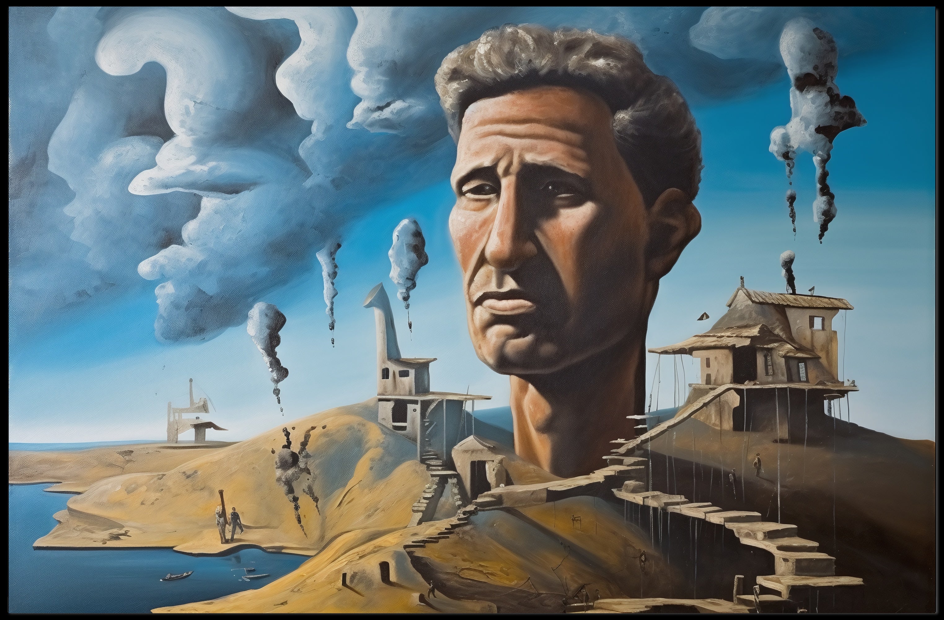 Surreal Face in Desolate Landscape - Abstract or Artistic Poster