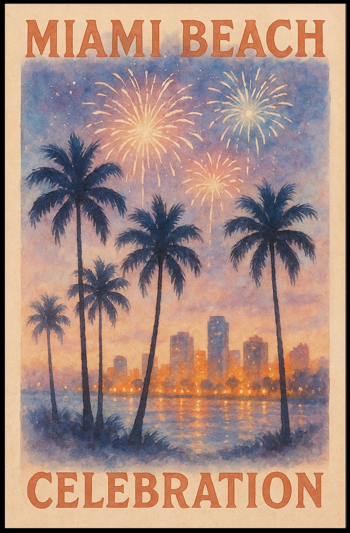 Miami Beach Celebration: Vibrant Urban or Cityscape Poster