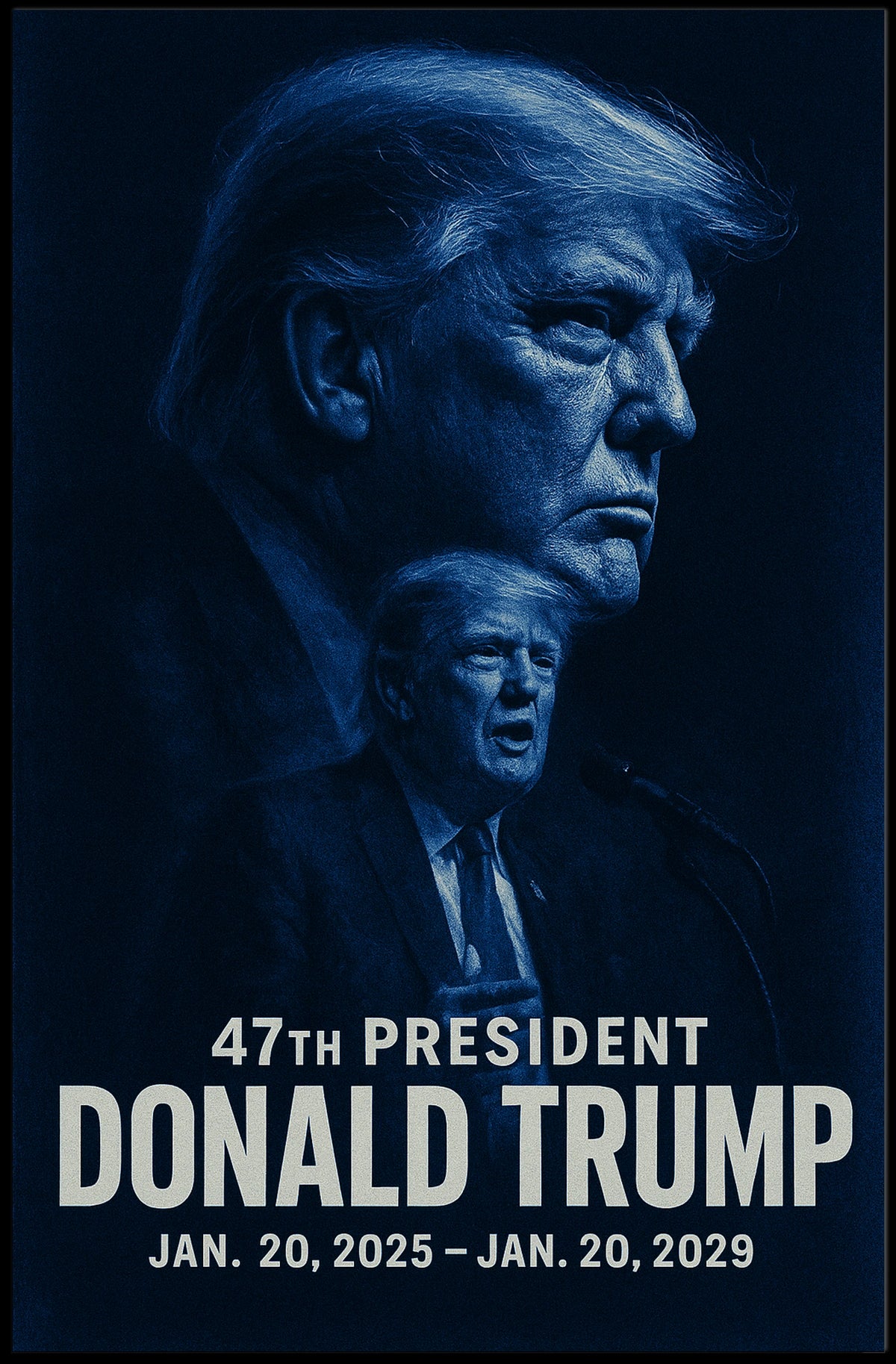 Donald Trump Resolute Leadership Monochrome Portrait Photography Realism Patriotism Poster