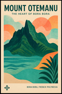 Mount Otemanu Vintage Travel Illustration Poster PosterGoat