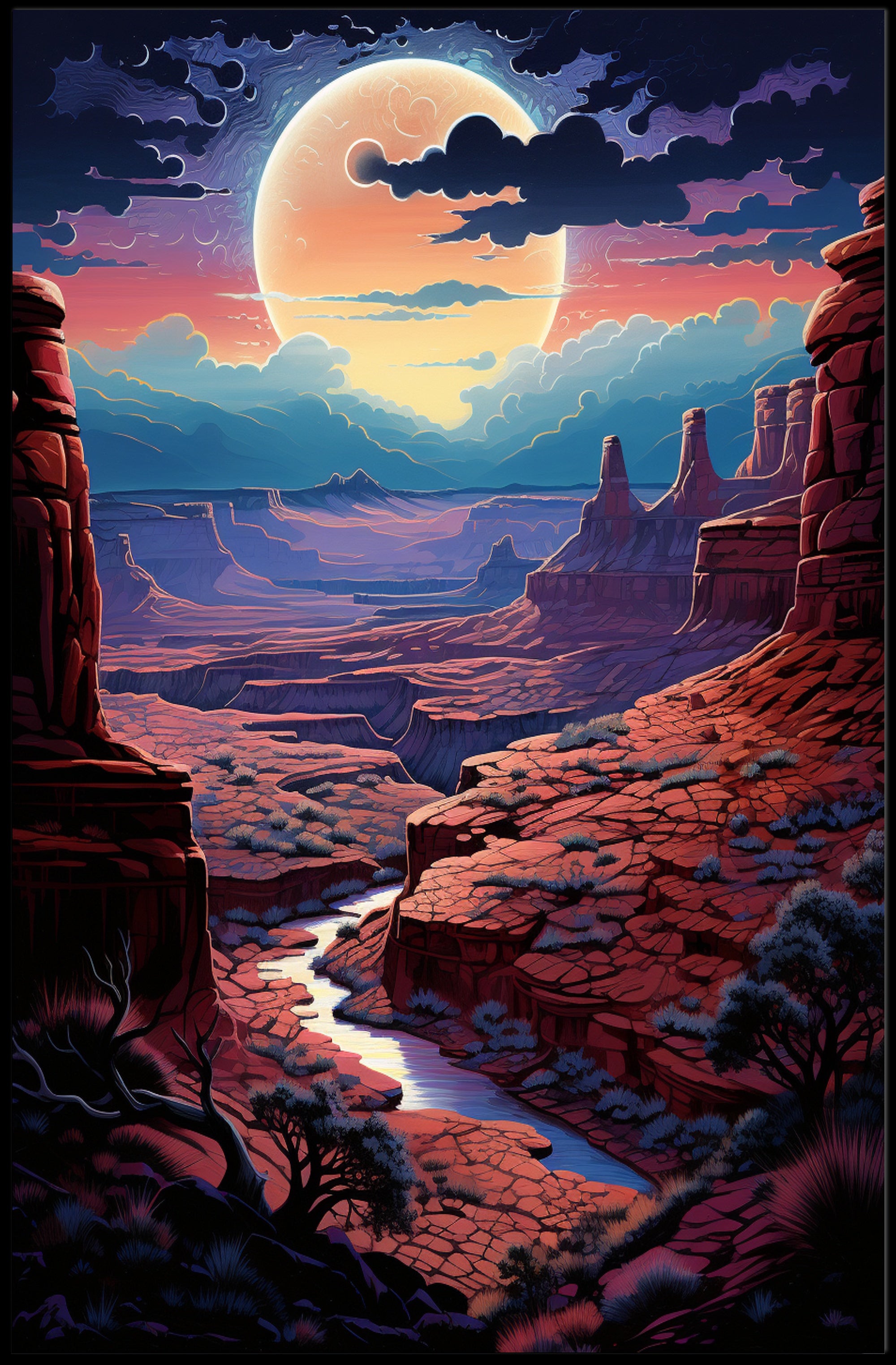 Moonlit Canyon Vista Poster PosterGoat