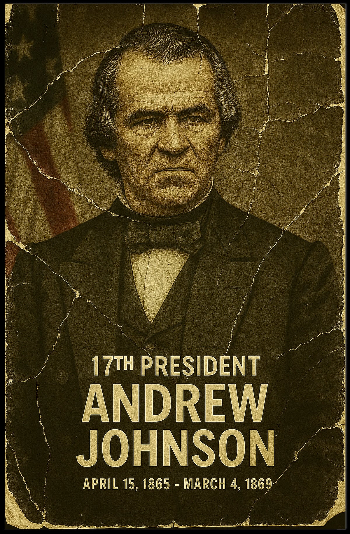 Andrew Johnson 17th President of the United States Damaged Photograph Poster