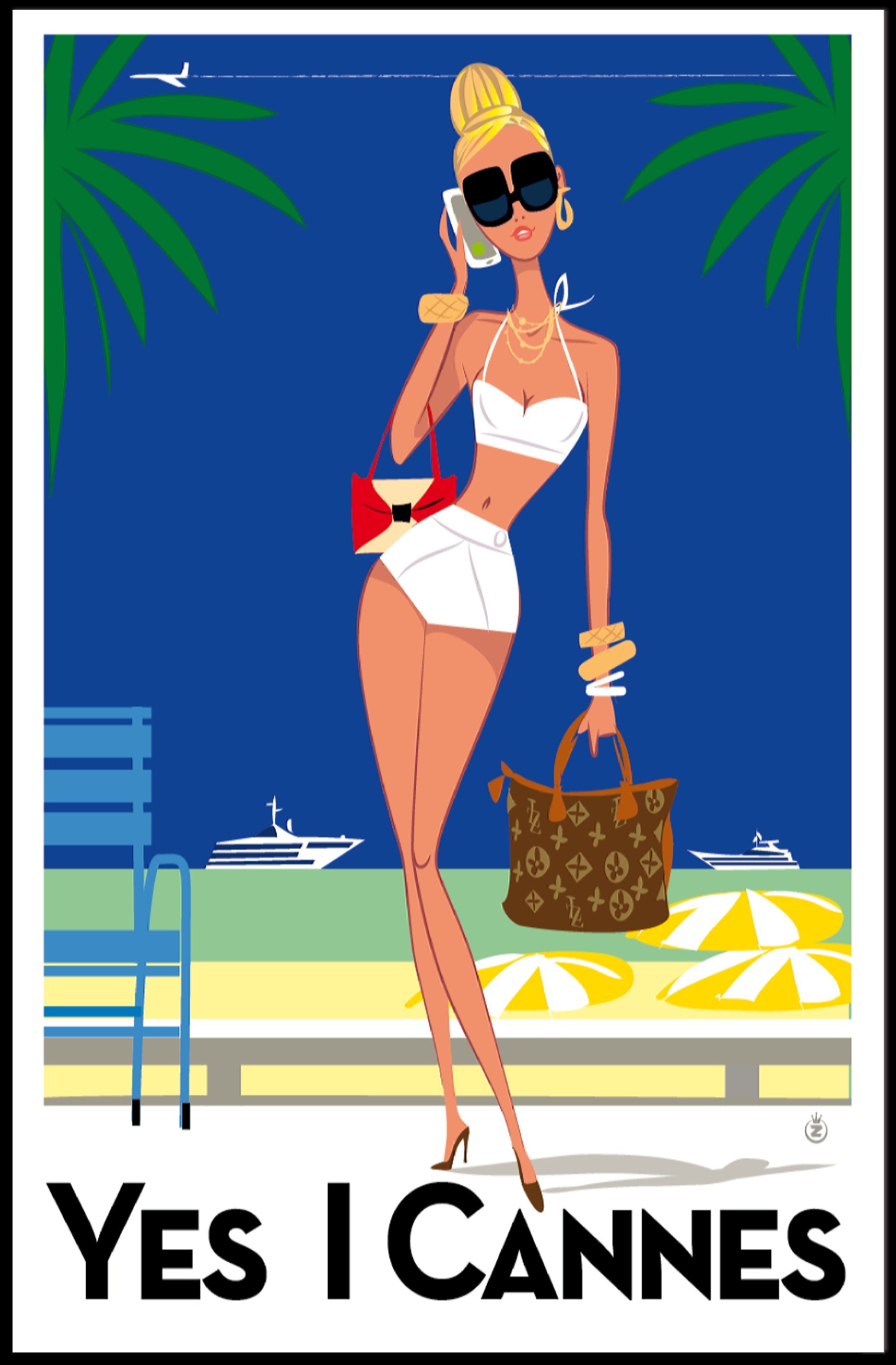 Glamorous Seaside Escape Art Print - Travel Poster PosterGoat