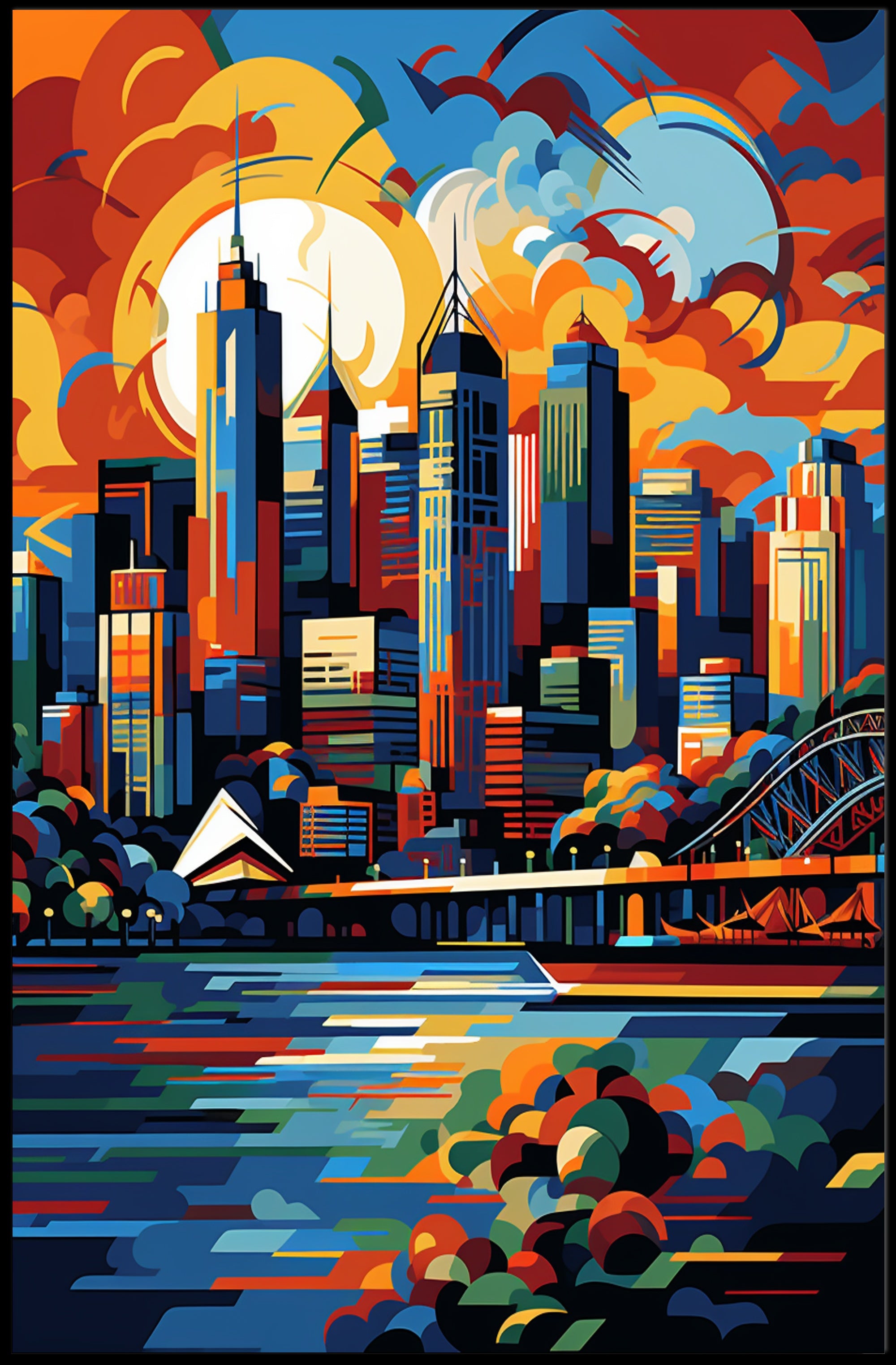 Vibrant Cityscape At Sunset Poster
