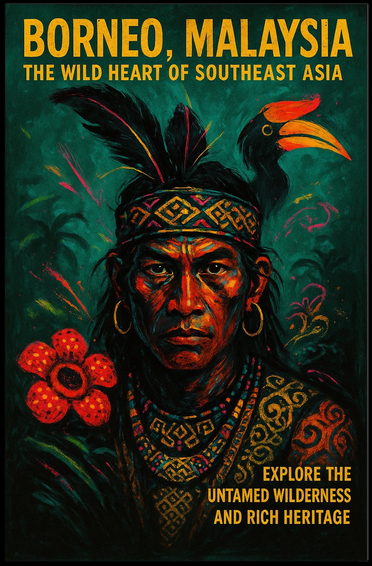 Borneo Malaysia Indigenous Culture Heritage Poster
