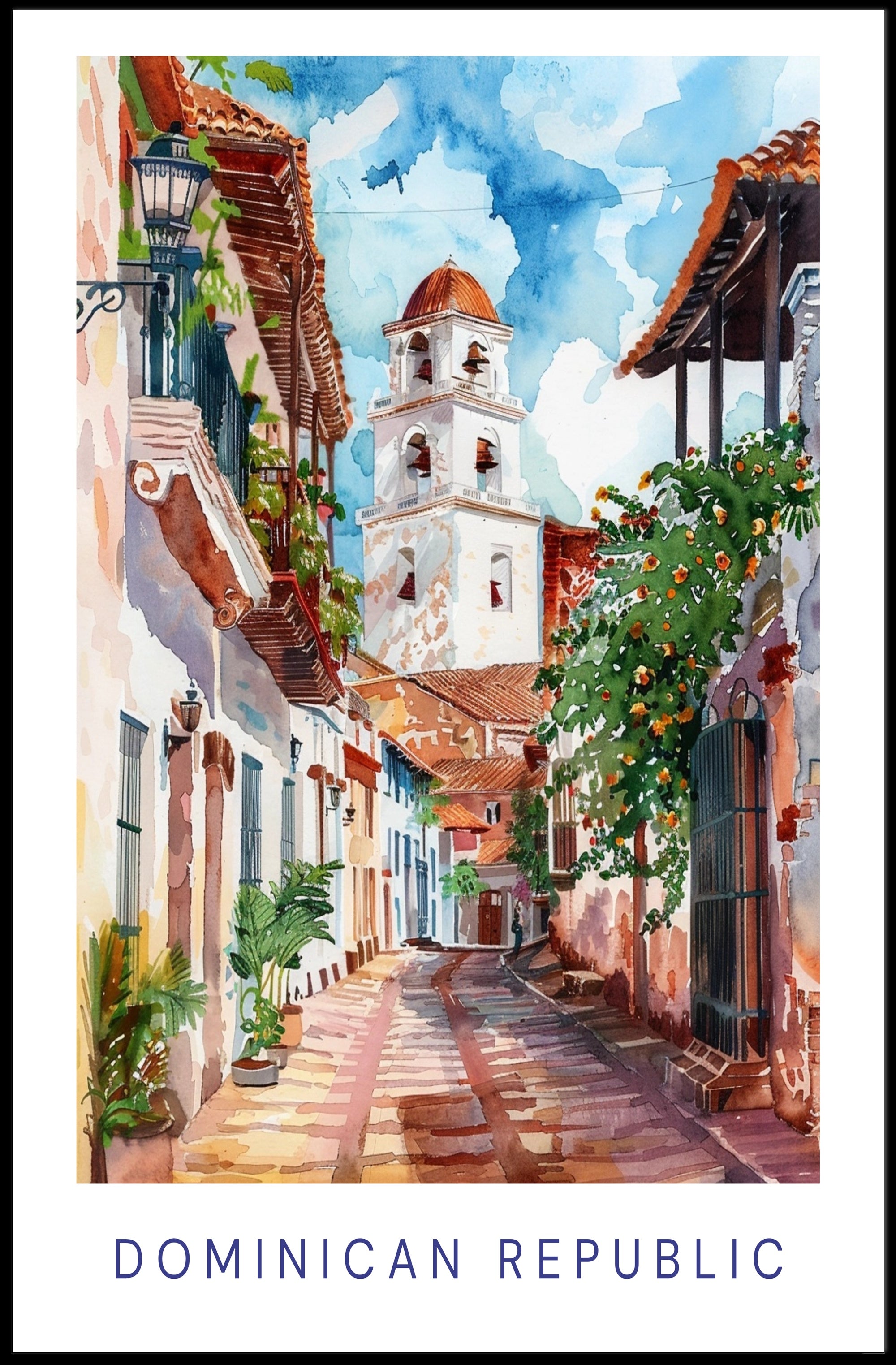 Dominican Republic Street Scene Vibrant Cultural or Heritage Poster PosterGoat