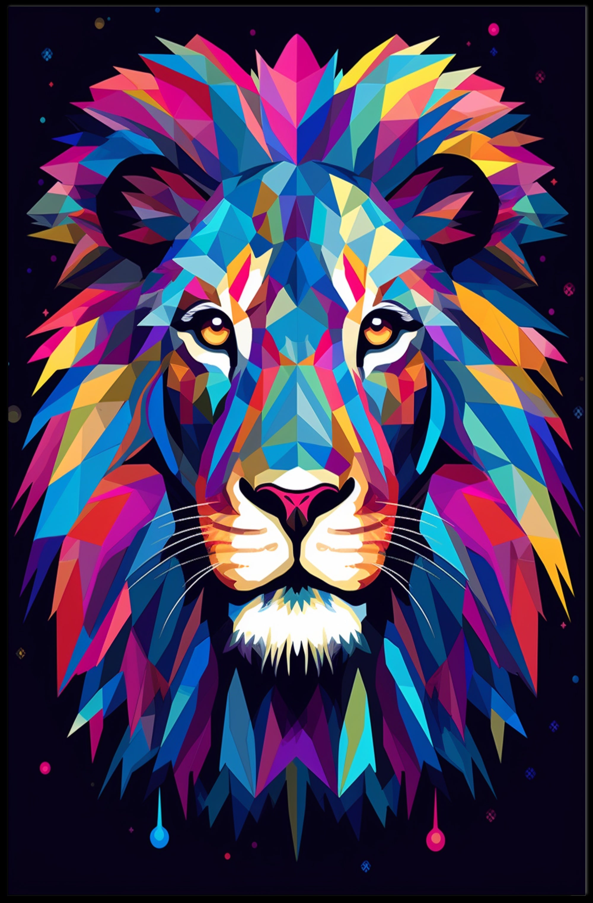 Vibrant Geometric Lion Poster