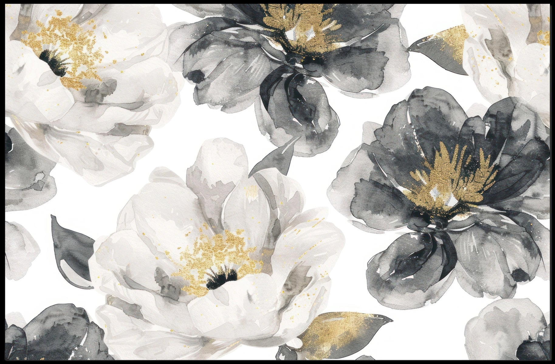 Monochrome Blooms Poster