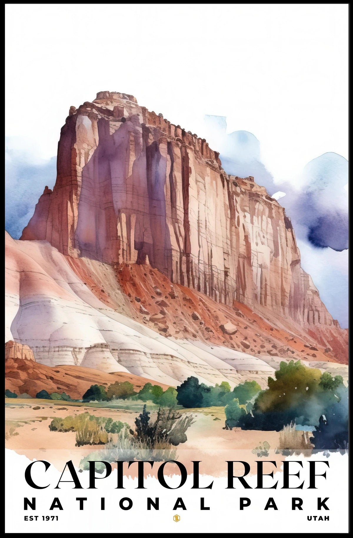 Capitol Reef Watercolor Wall Art Poster