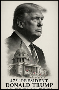 Donald Trump Resolute Visionary Above the Capitol Poster