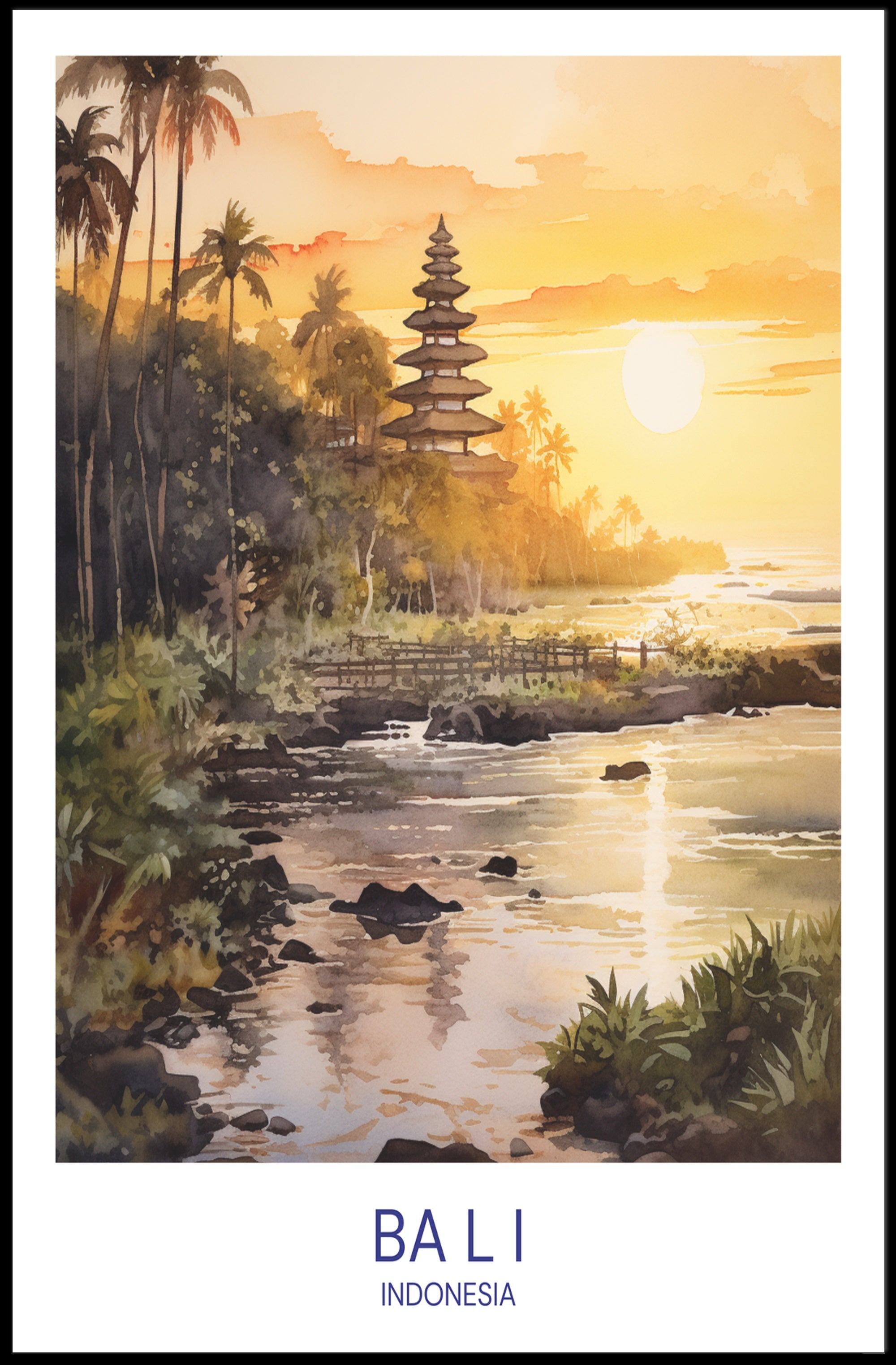 Bali Paradise at Sunset Travel Poster PosterGoat