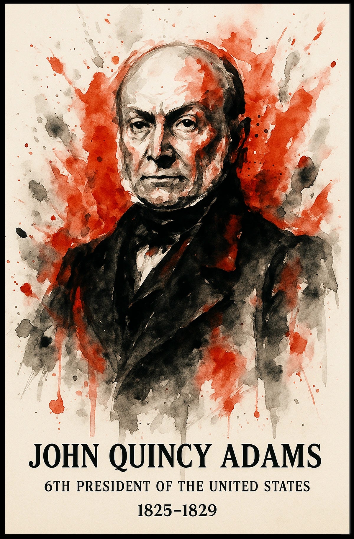 John Quincy Adams Watercolor Historical or Presidential Poster