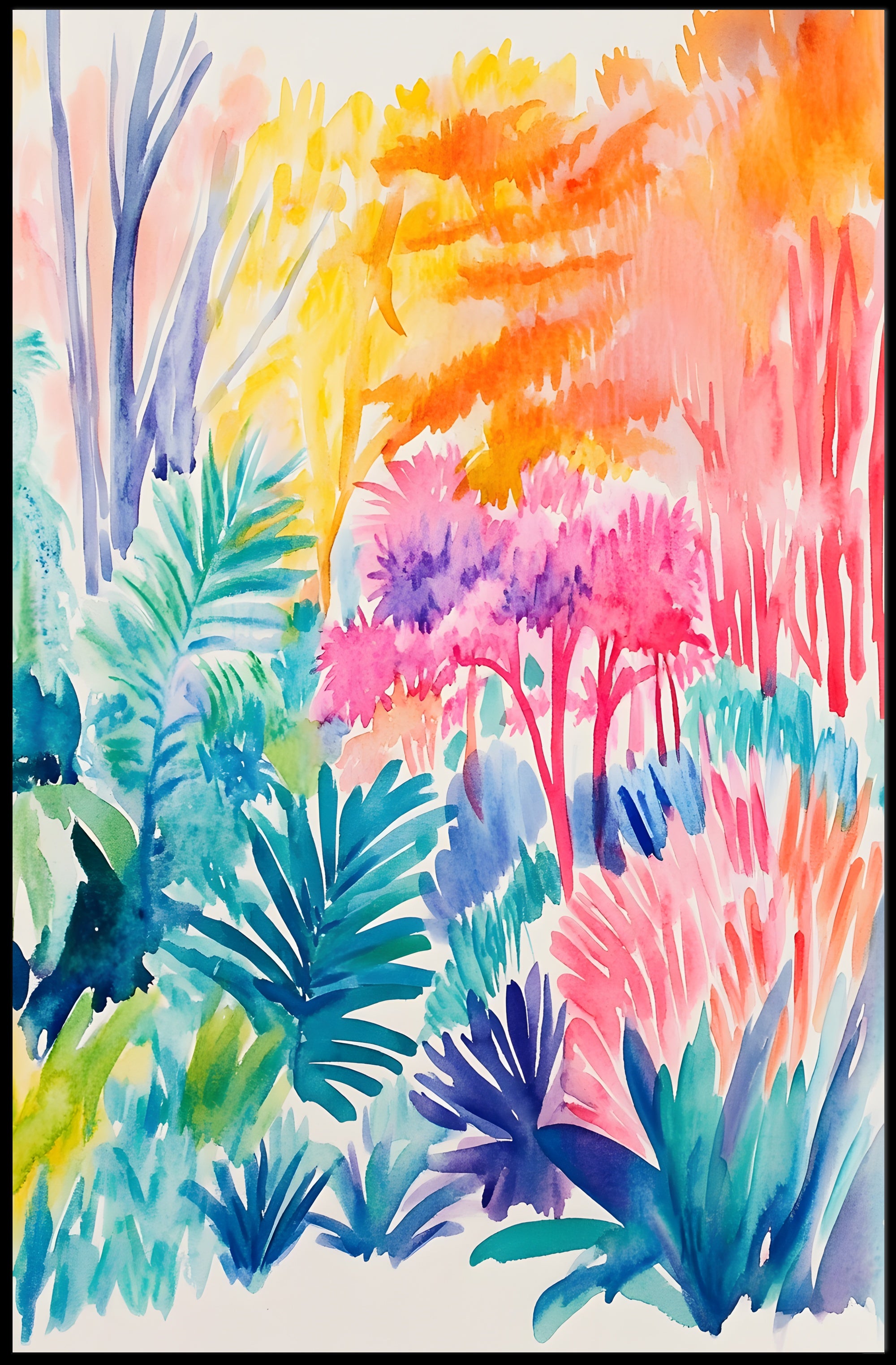 Tropical Watercolor Jungle - Abstract, Artistic, or Pop Culture Poster