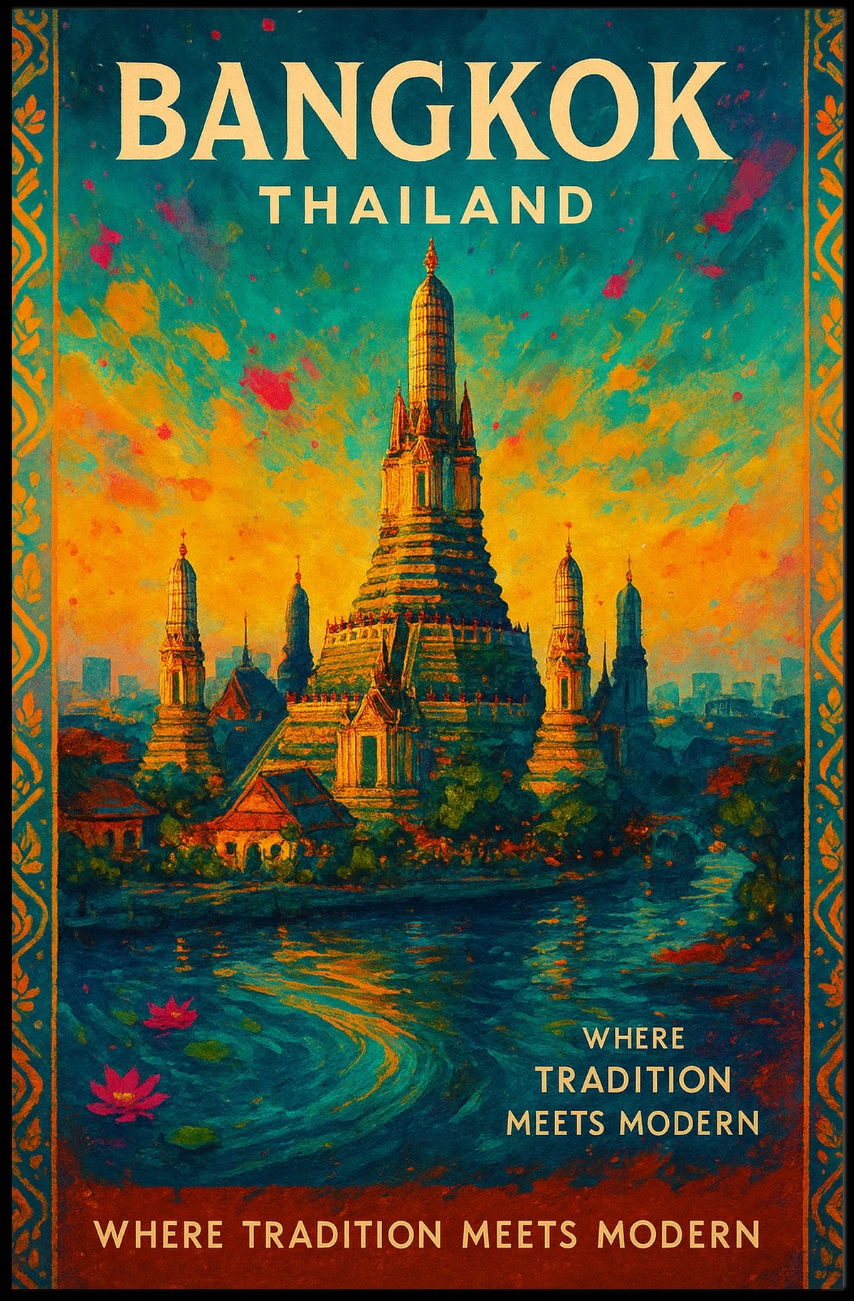 Bangkok Poster Fusion Of Heritage And Innovation Home Decor