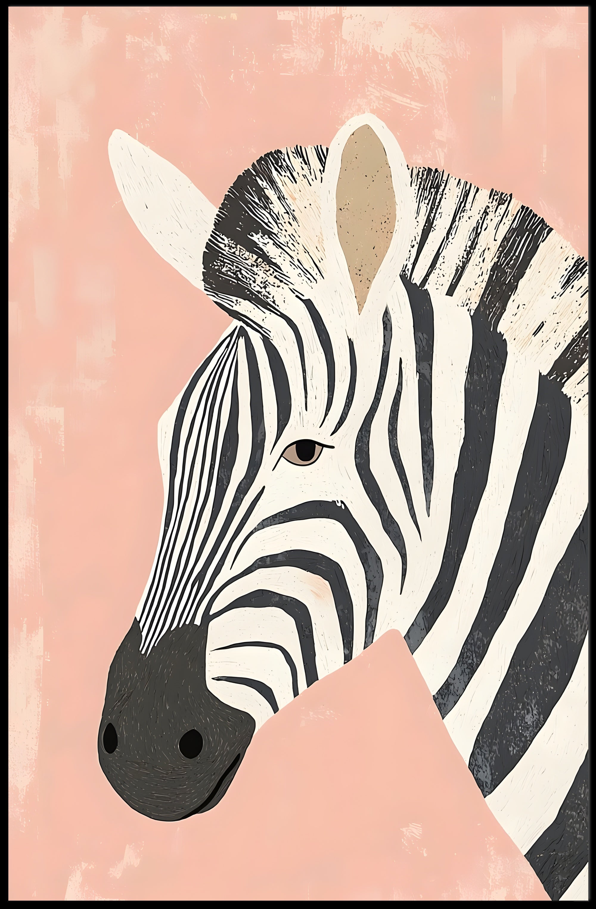 Zebra Pink Poster Modern Animal Wall Art Print