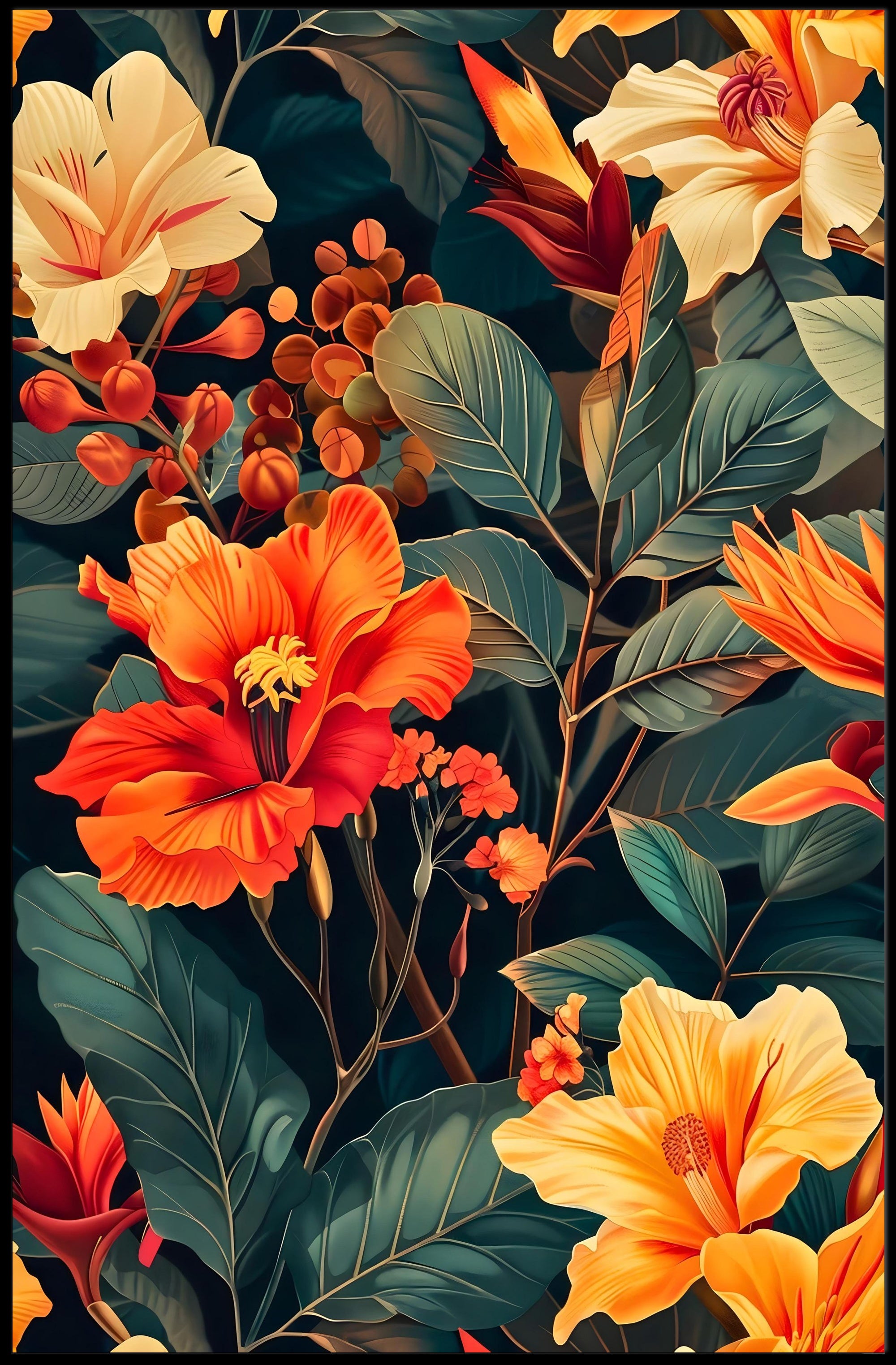 Vibrant Floral Symphony Wall Art Print