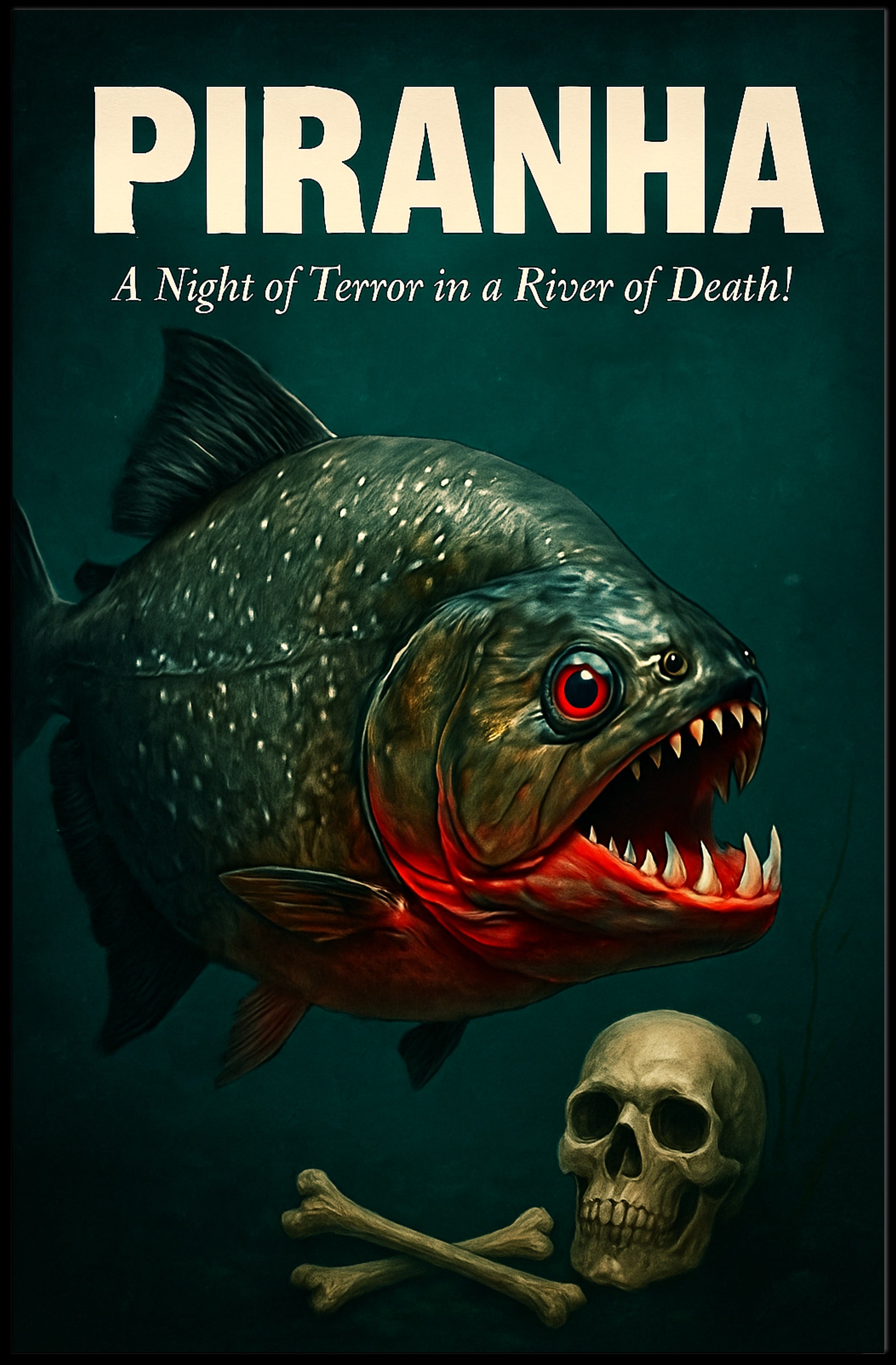 Piranha Horror Vintage Movie Art Animal Poster