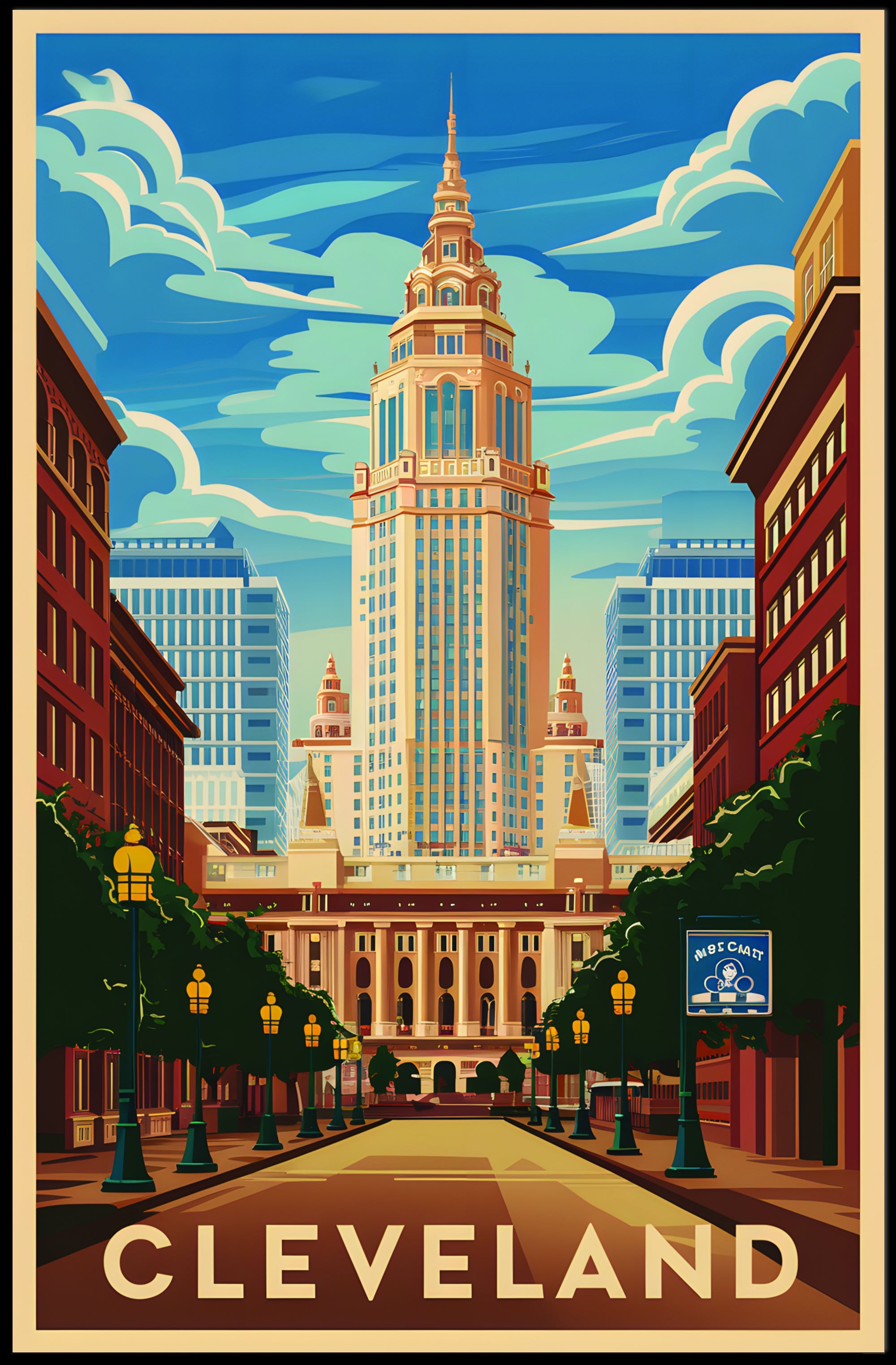 Iconic Cleveland Skyline Poster