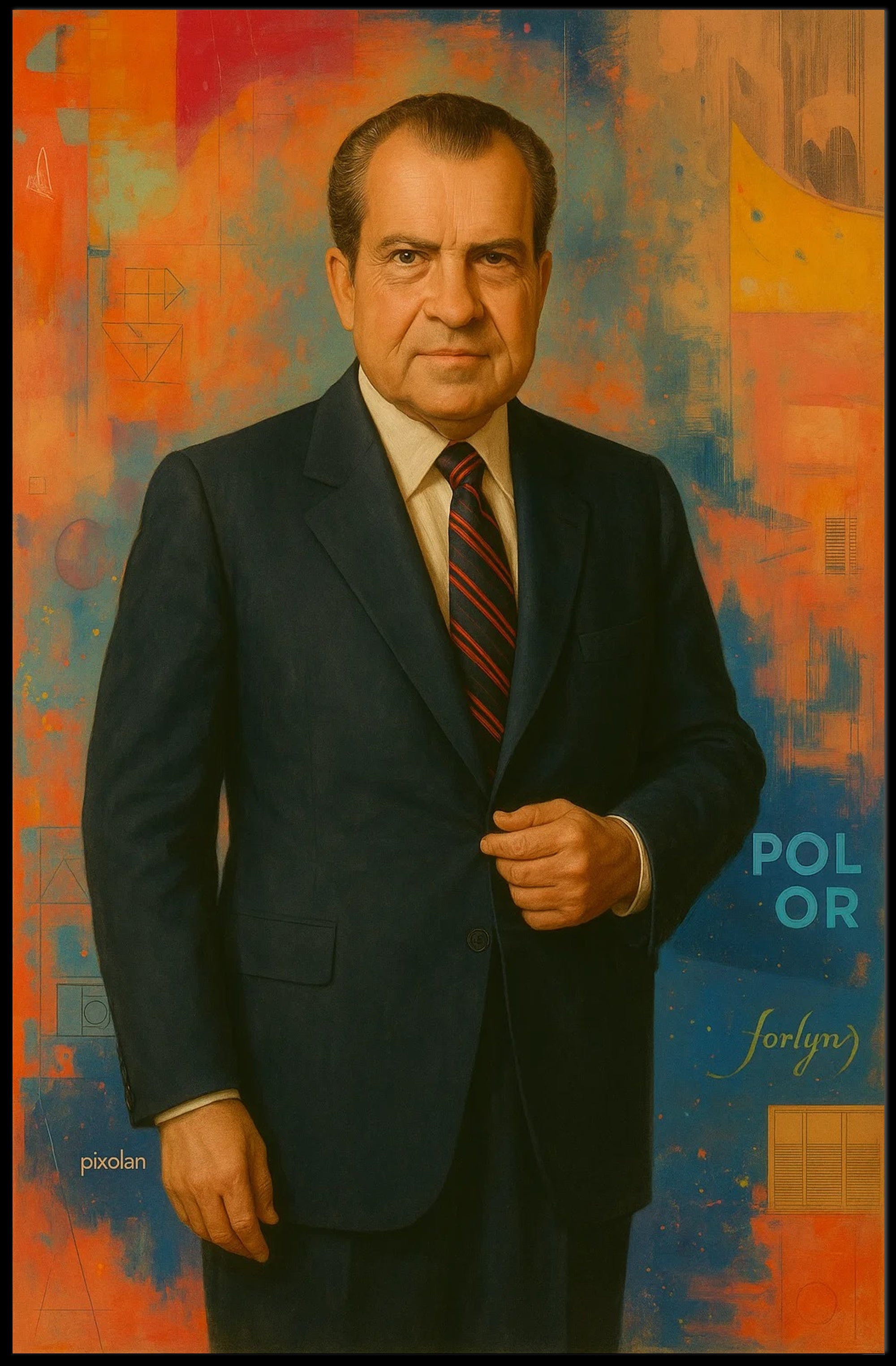 Elegant Portrait with Abstract Flair - Artistic Poster