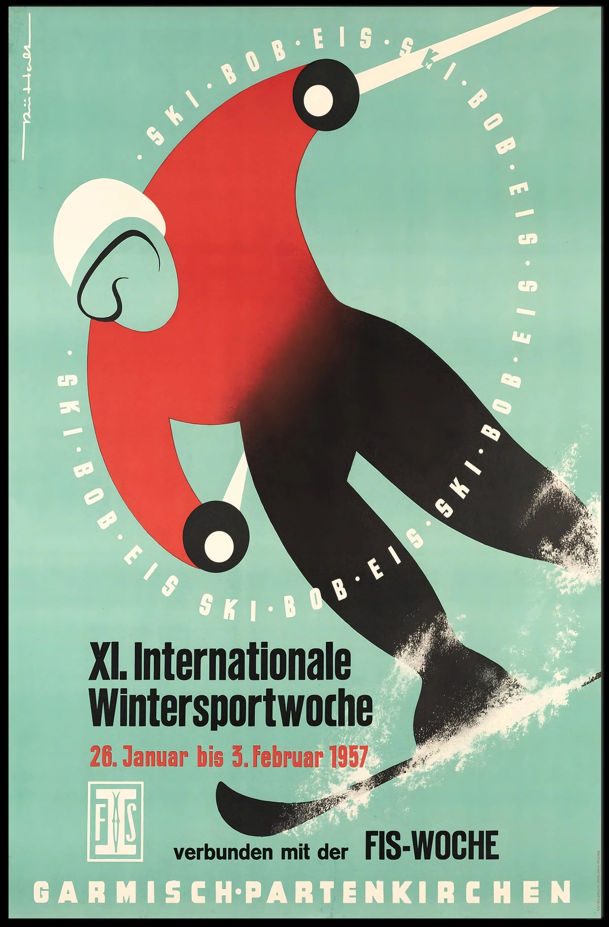 Xi. Internationale Wintersportwoche 1957 Poster