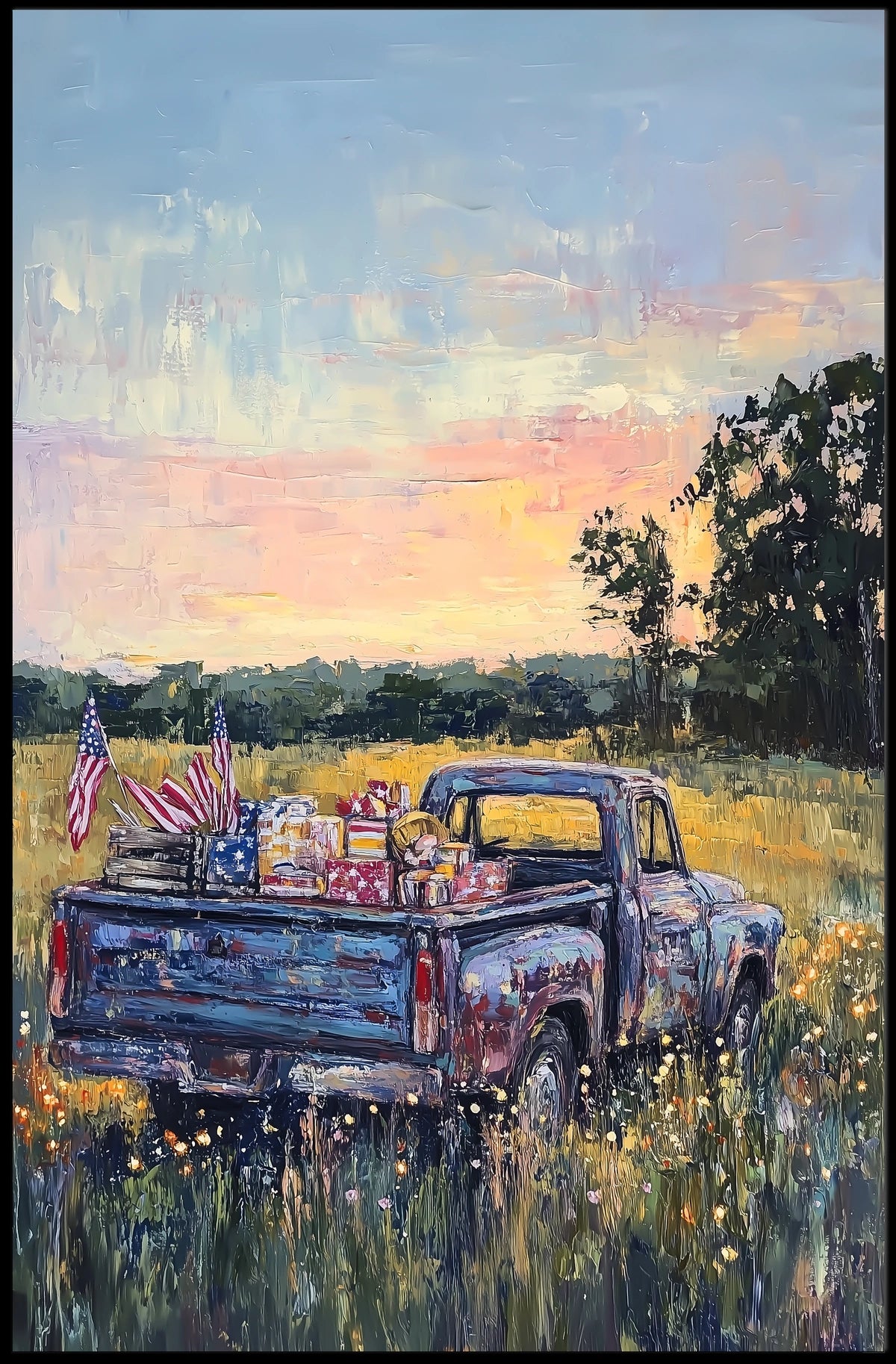 Classic Nostalgic Vintage Pickup Truck Decor Poster