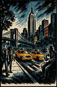 New York City Noir Skyline Poster Modern Urban Wall Art