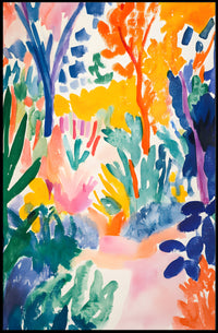 Vibrant Watercolor Forest Scene Abstract, Artistic, or Pop Culture Poster